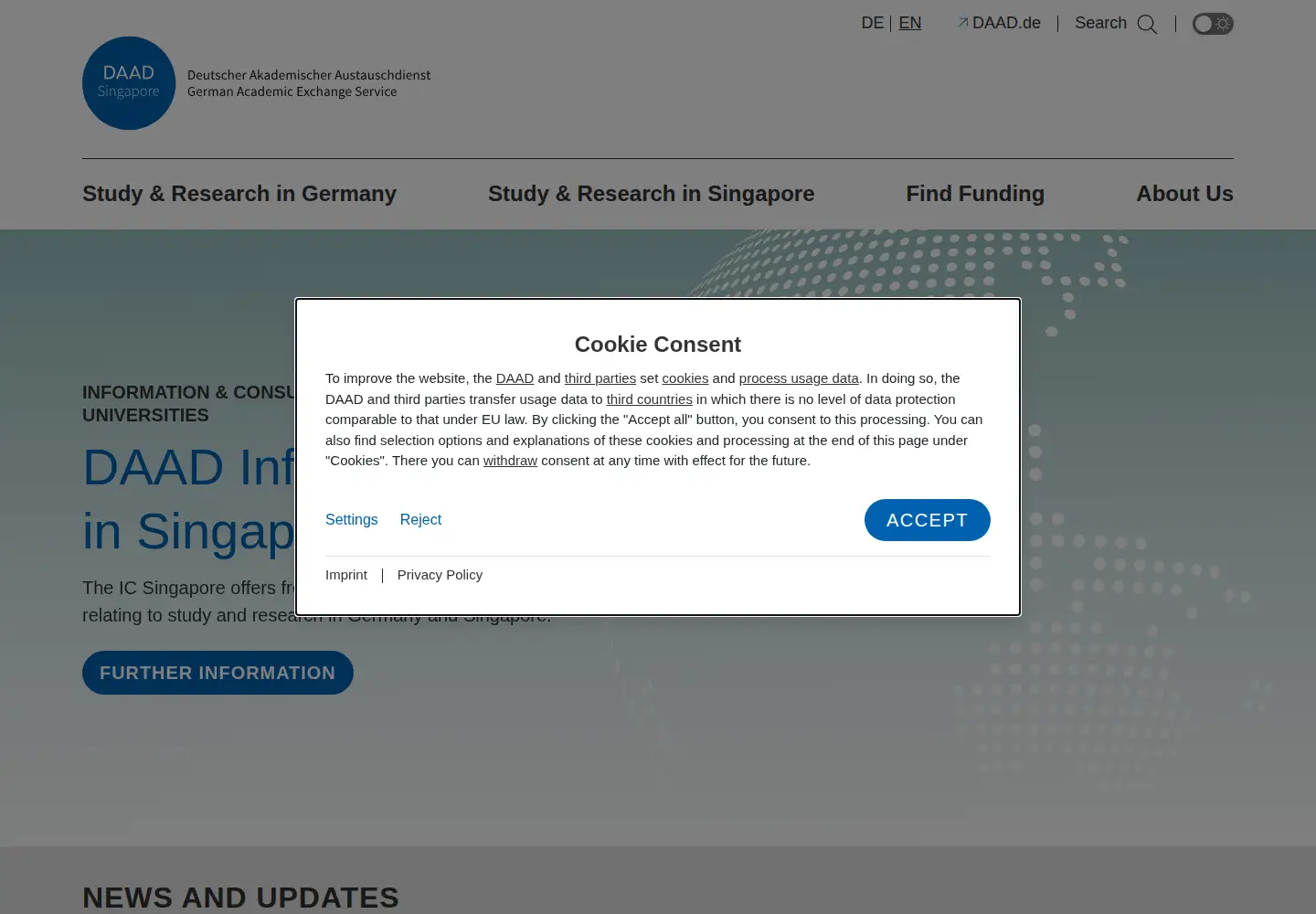Screenshot of daad-singapore.org