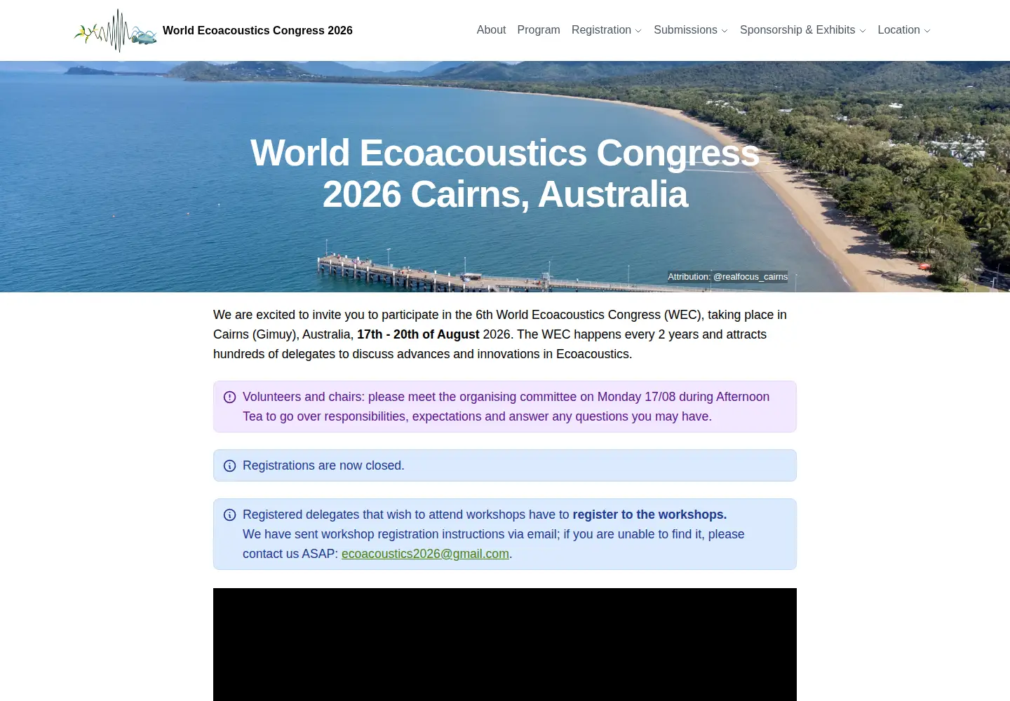 Captured homepage of ecoacoustics2026.org in the current scan