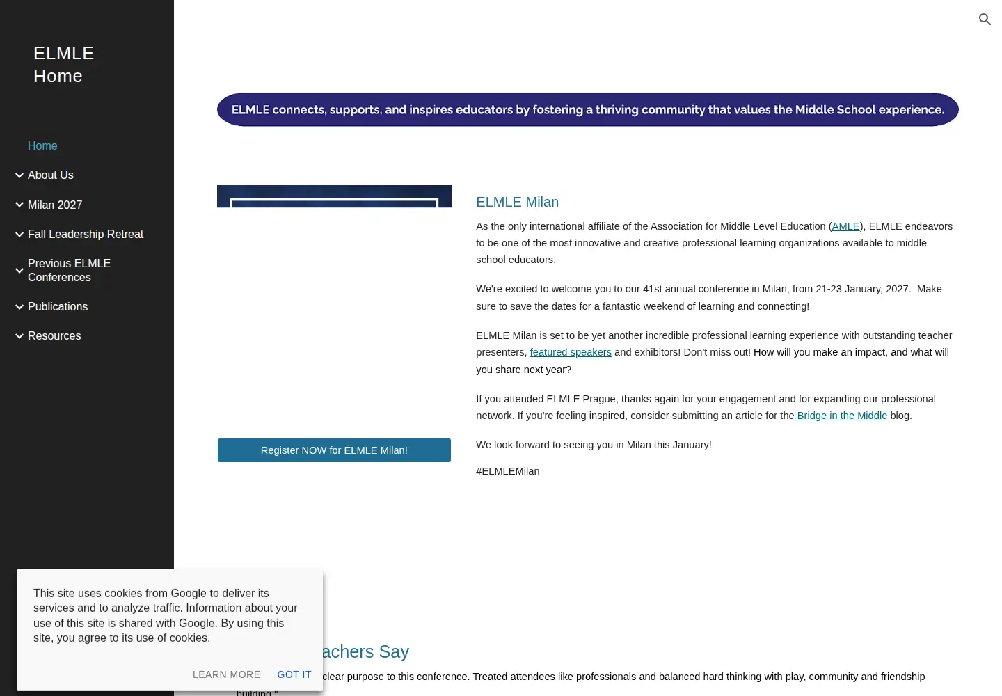 Captured homepage of elmle.org in the current scan