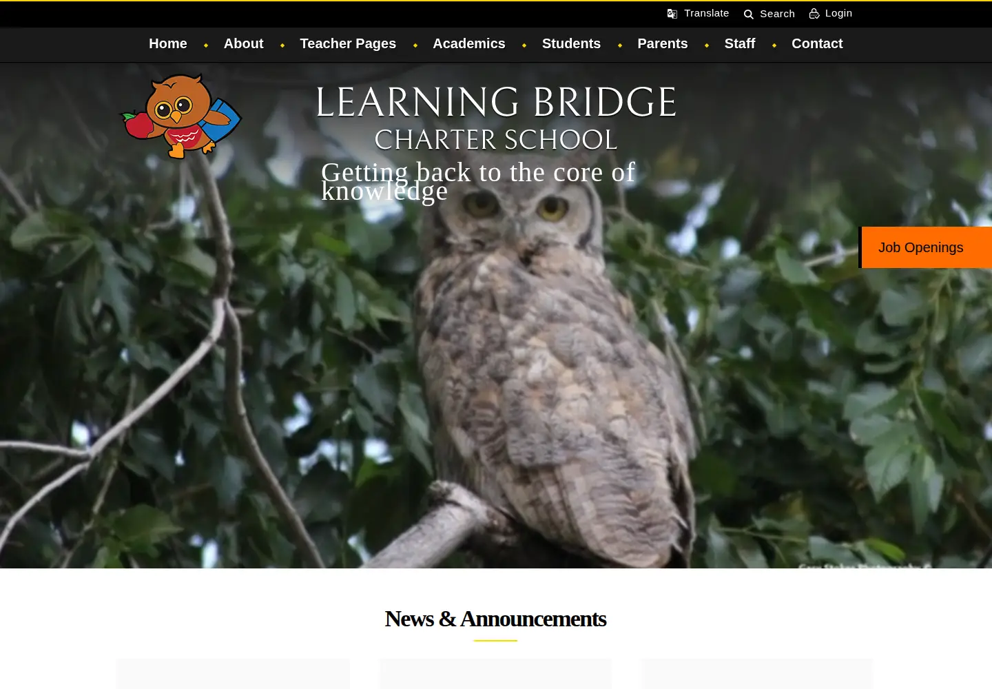 Captured homepage of elylearningbridge.org in the current scan