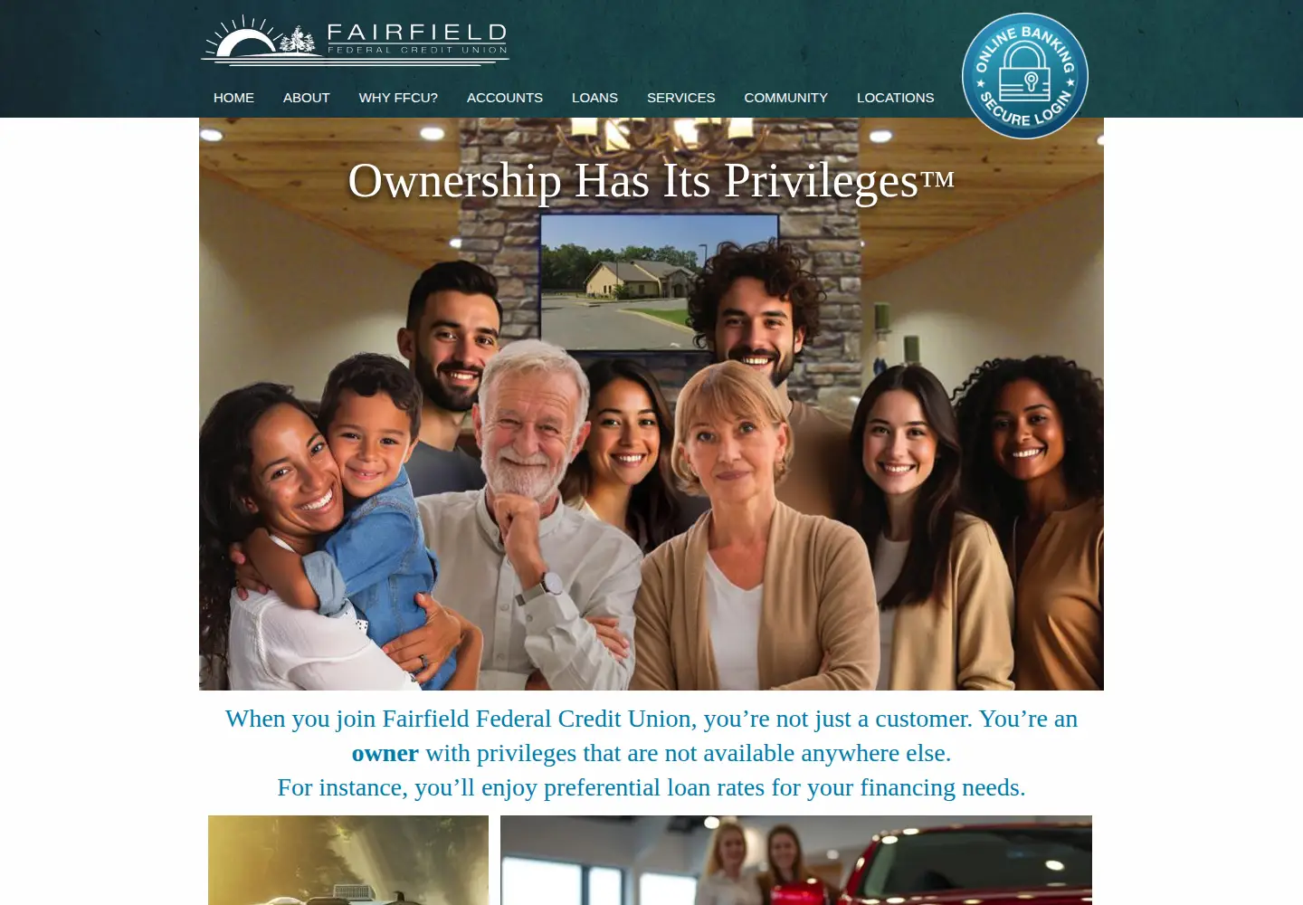 Captured homepage of fairfieldcreditunion.org in the current scan