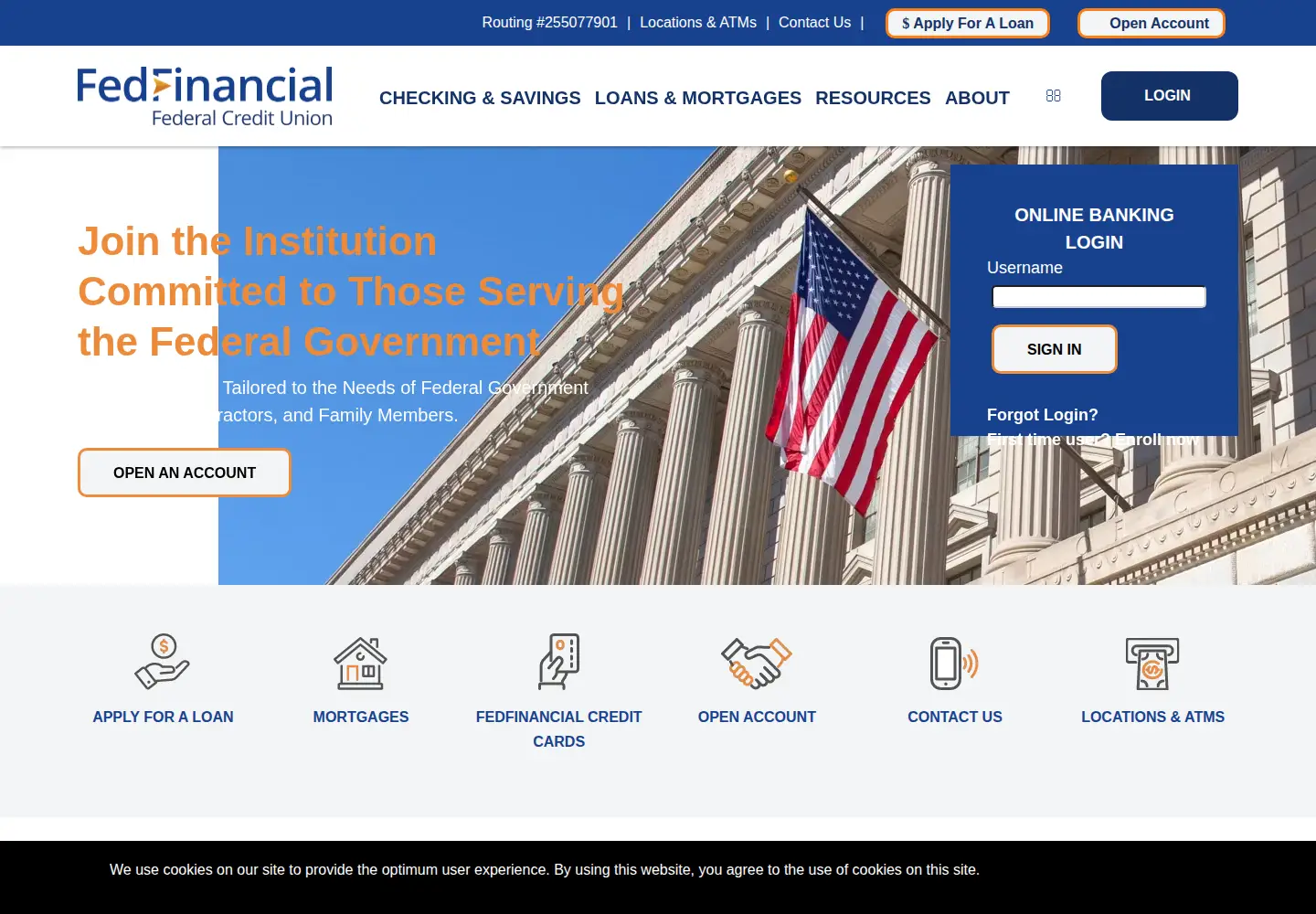 Captured homepage of fedfinancial.org in the current scan