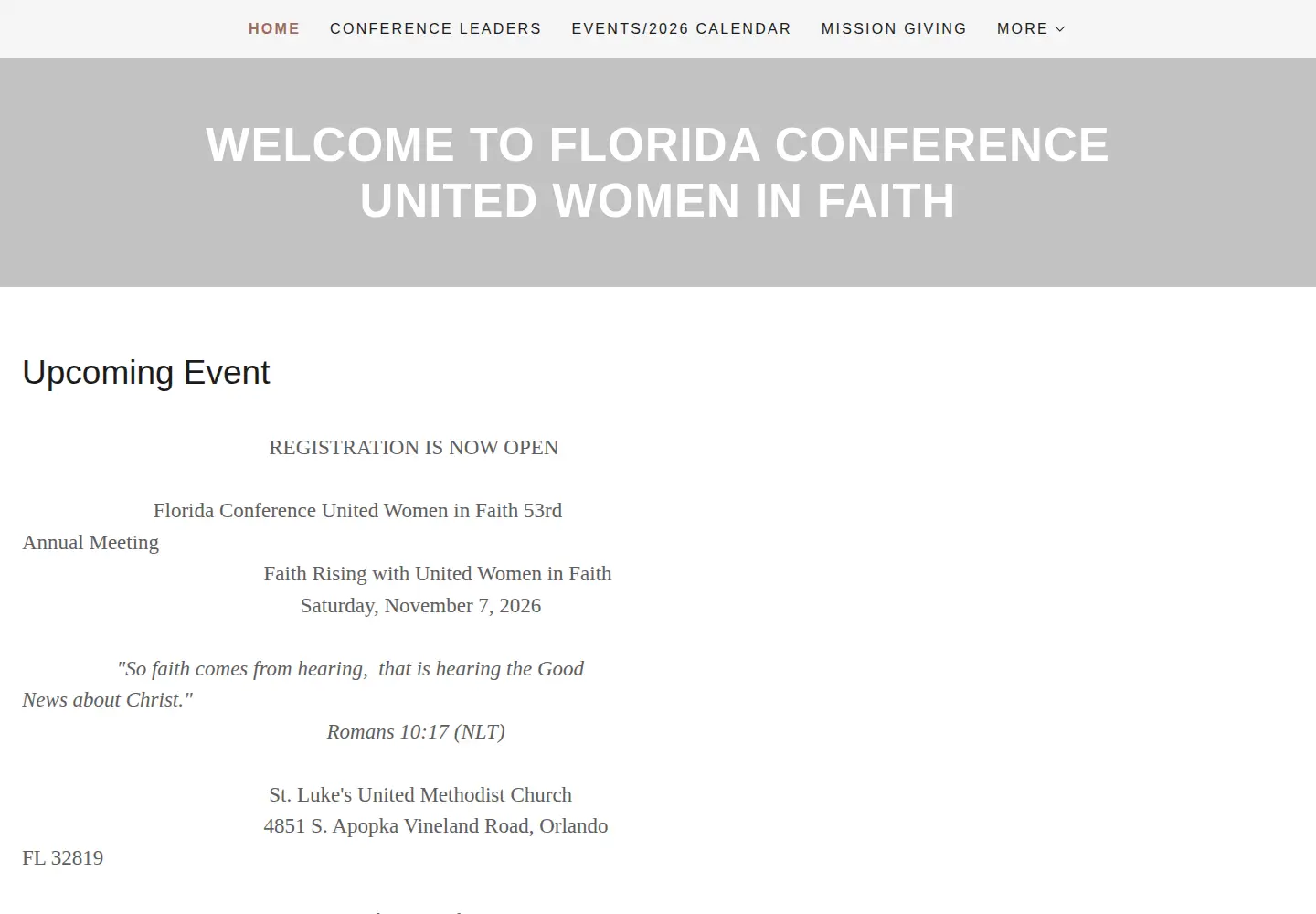 Captured homepage of flconfuwf.org in the current scan