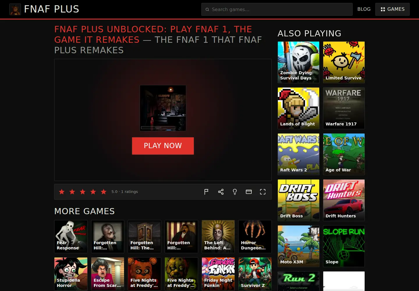 Captured homepage of fnafplus.org in the current scan
