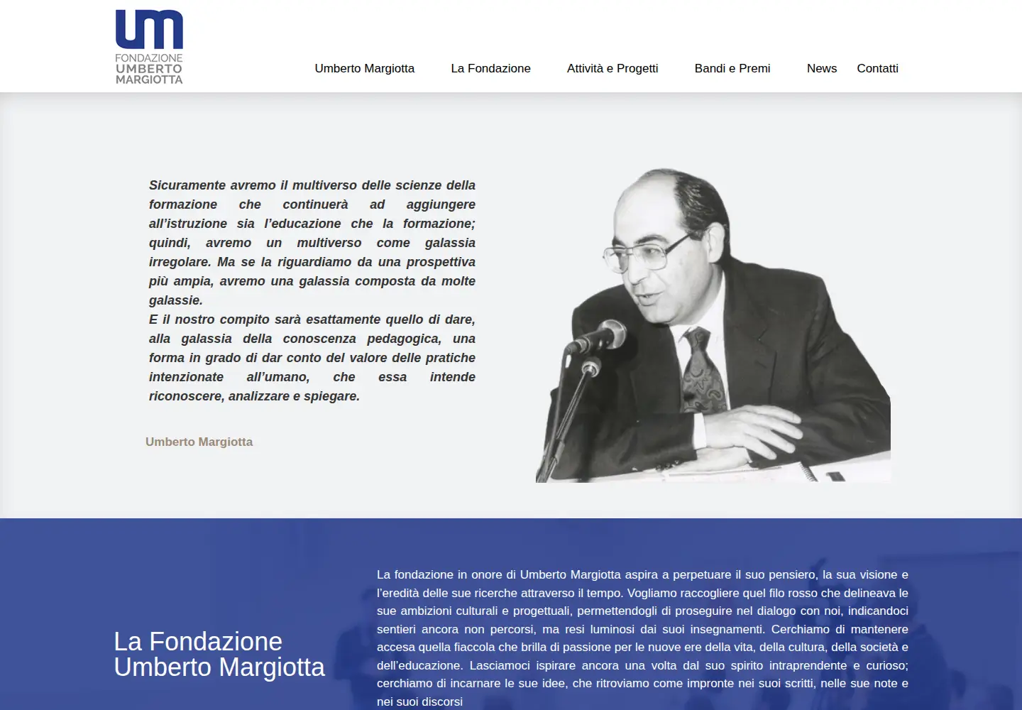 Captured homepage of fondazionemargiotta.org in the current scan