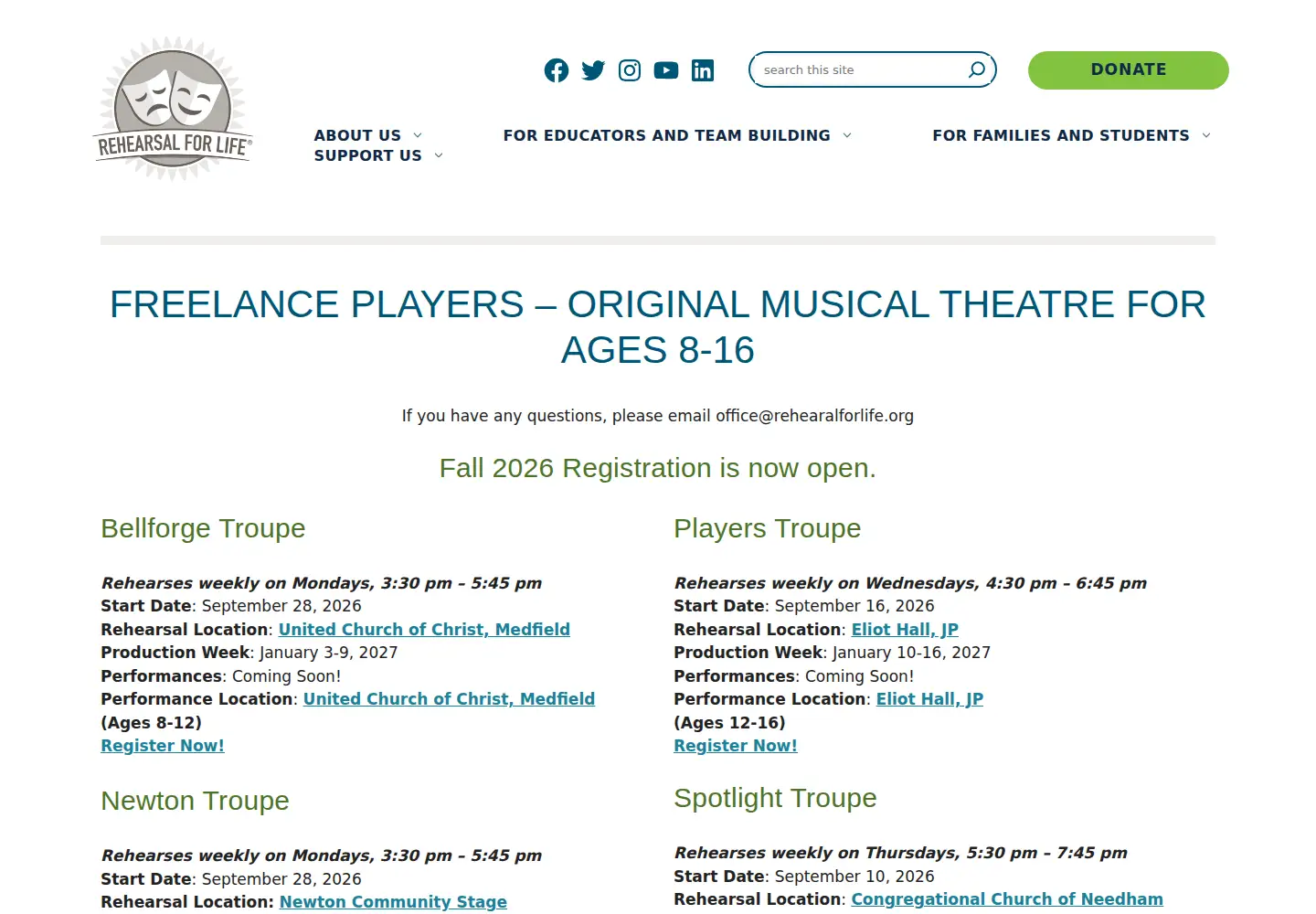 Captured homepage of freelanceplayers.org in the current scan