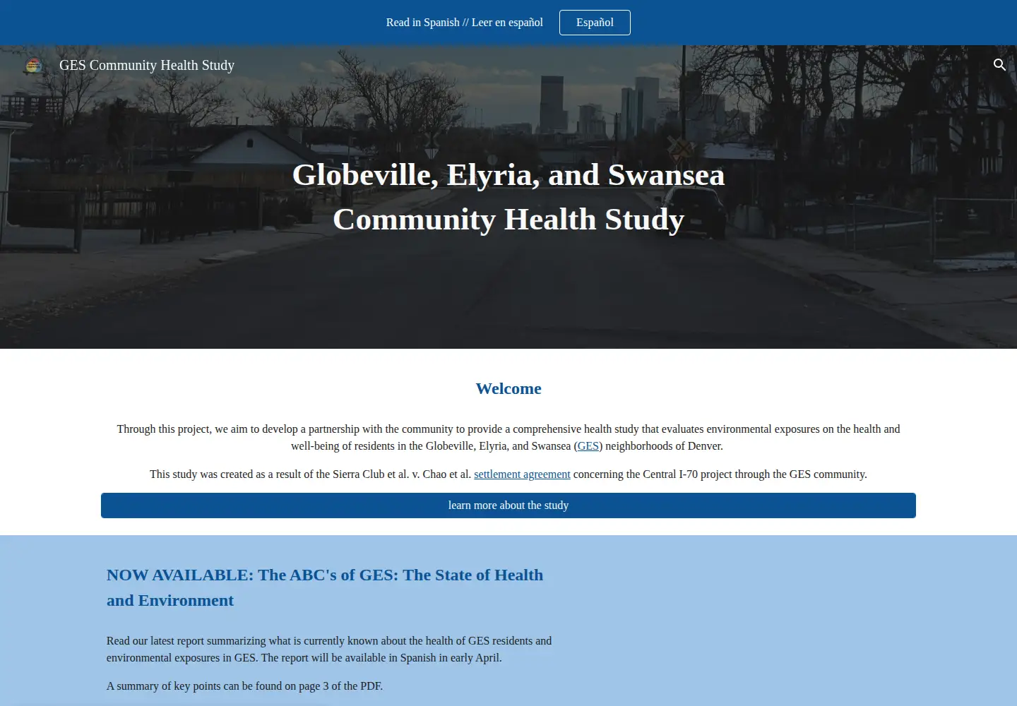 Screenshot of geshealthstudy.org