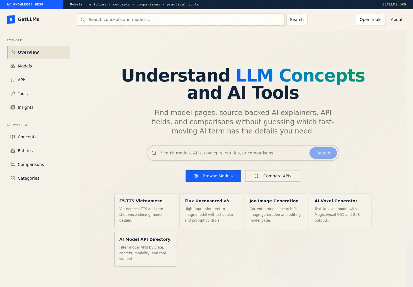 Screenshot of getllms.org