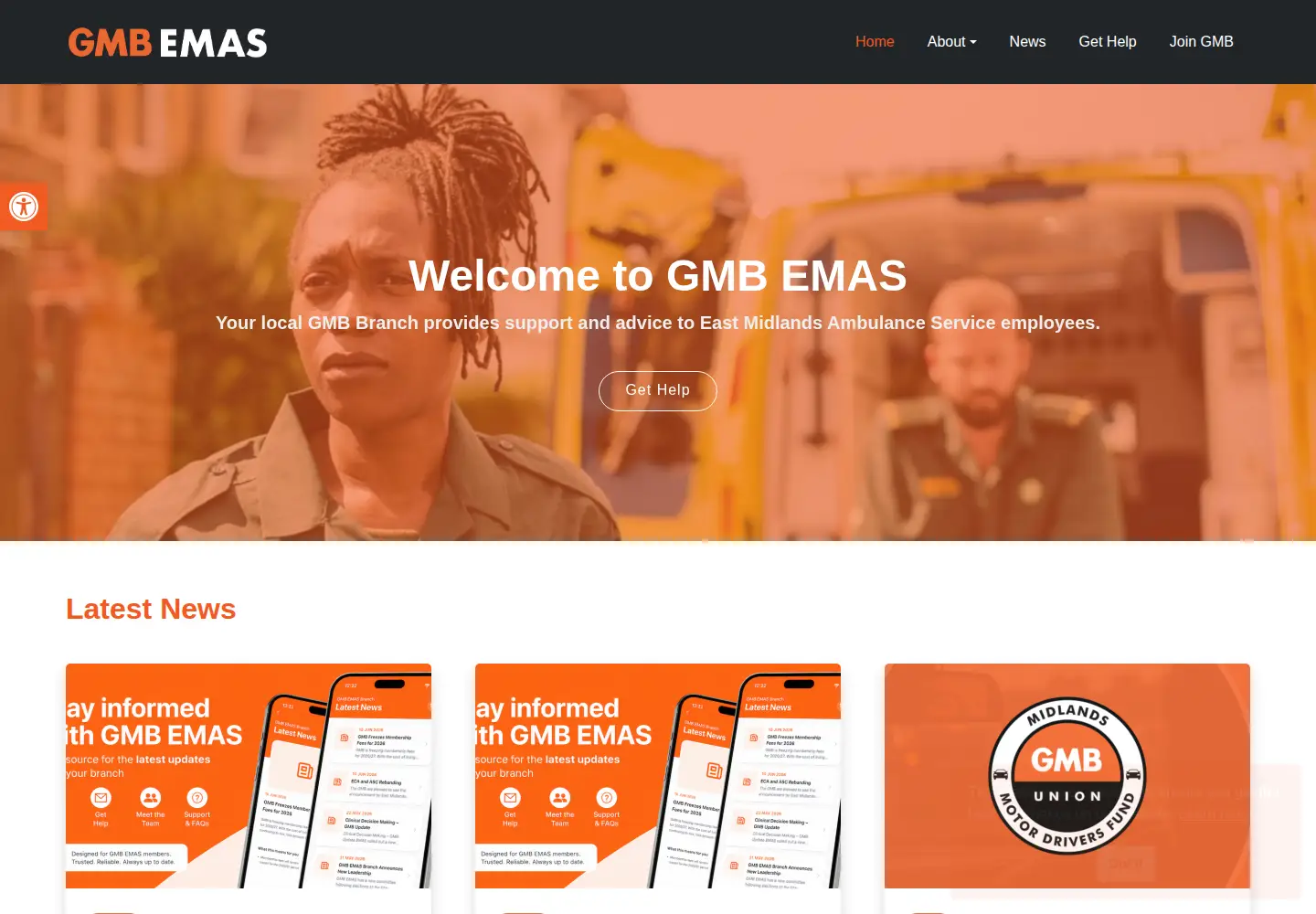 Captured homepage of gmbemas.org in the current scan