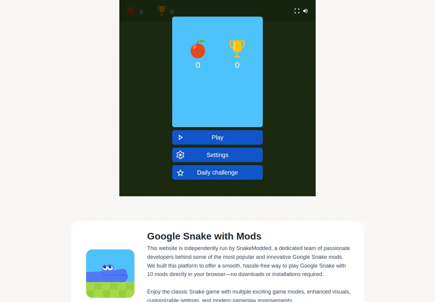 Screenshot of googlesnakemods.org
