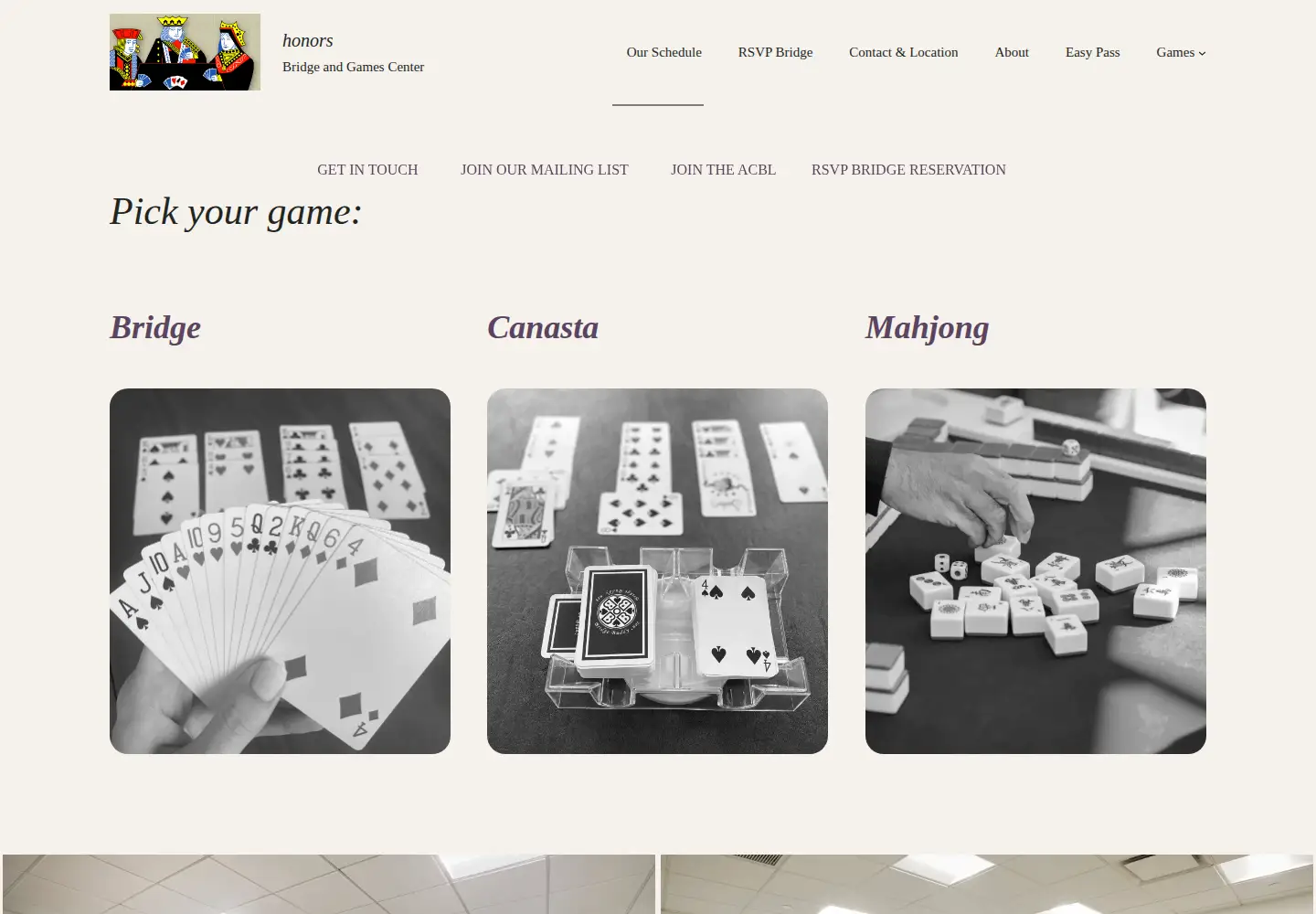 Screenshot of honorsbridgeclub.org