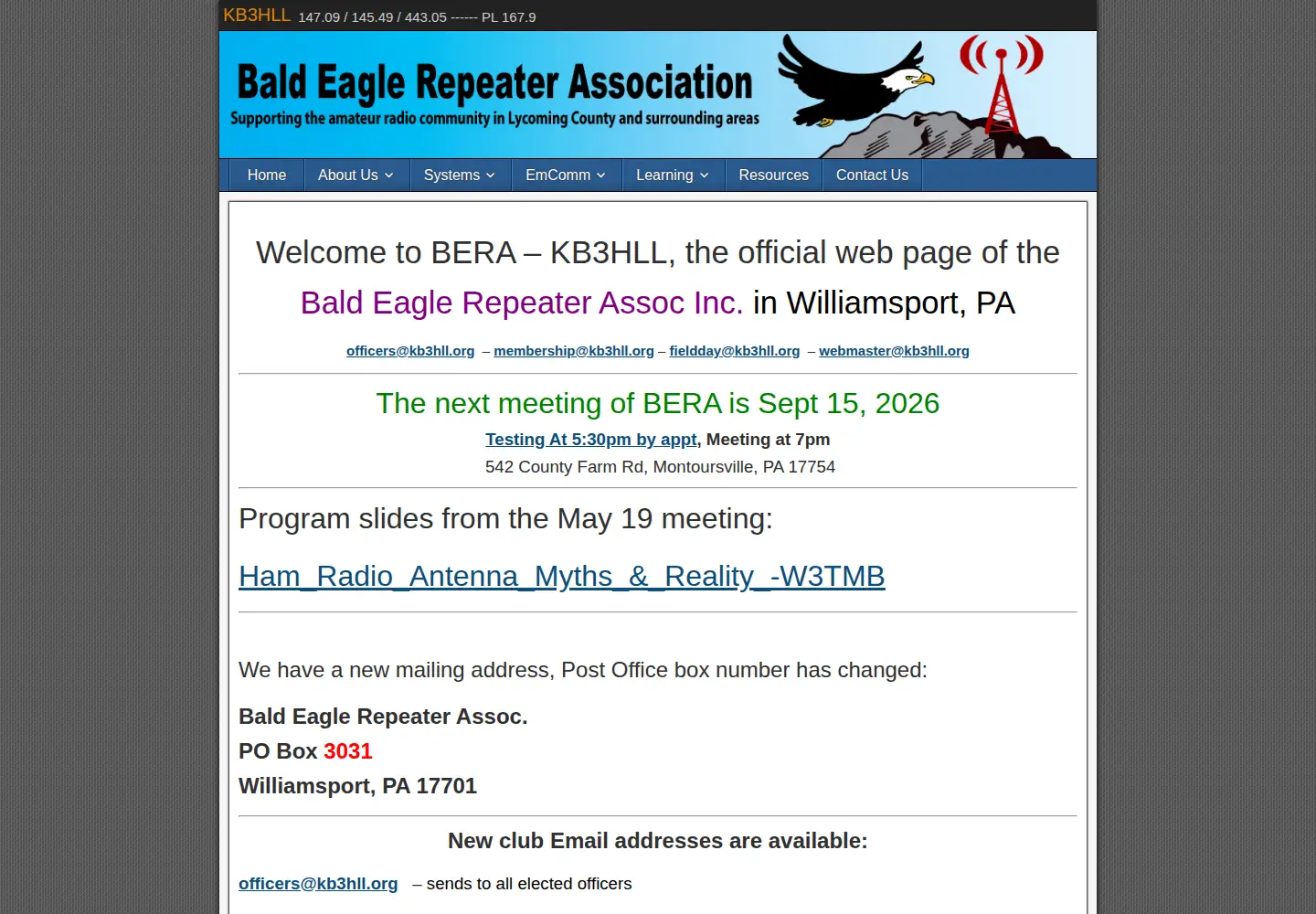 Screenshot of kb3hll.org