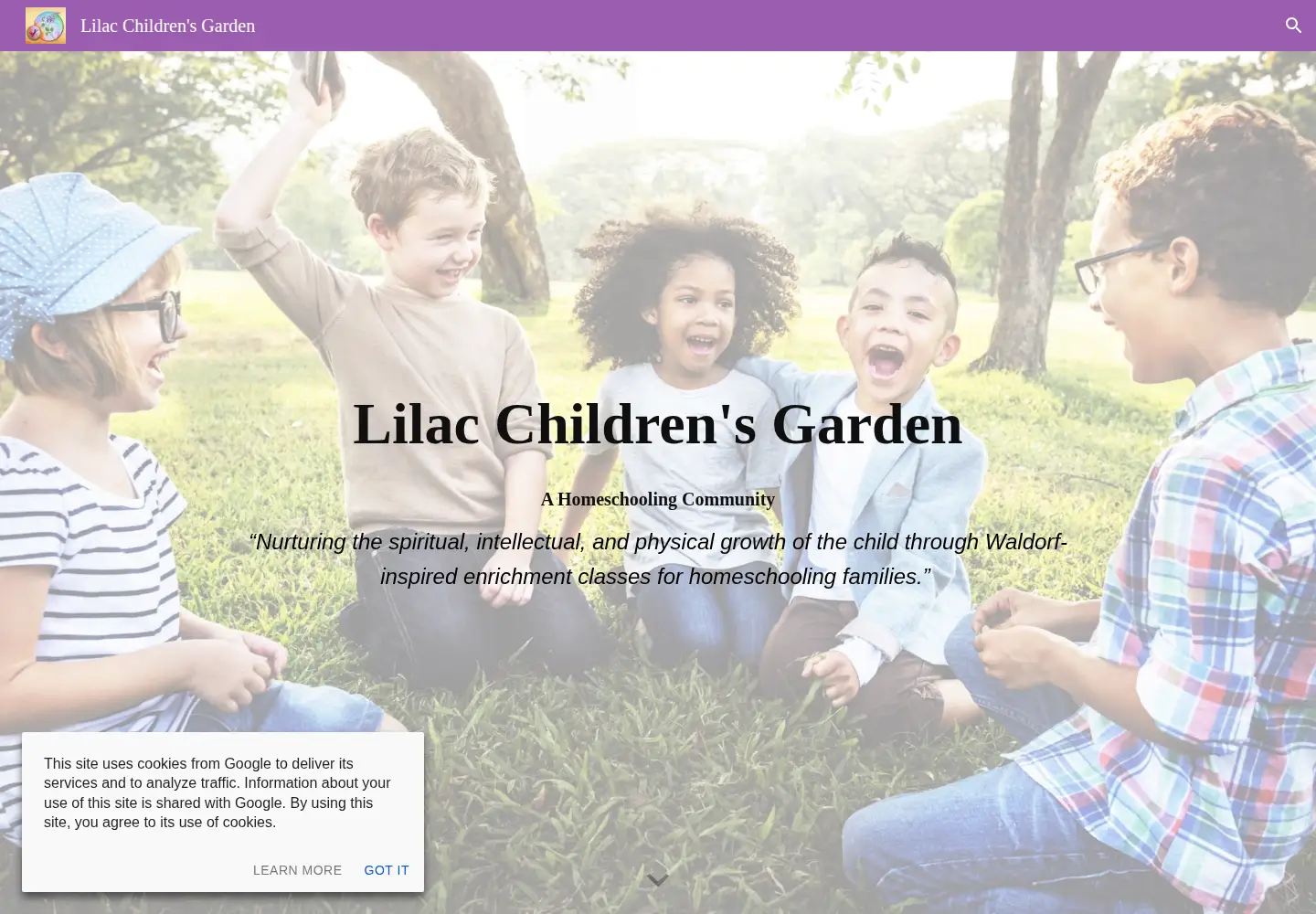 Captured homepage of lilacchildrensgarden.org in the current scan