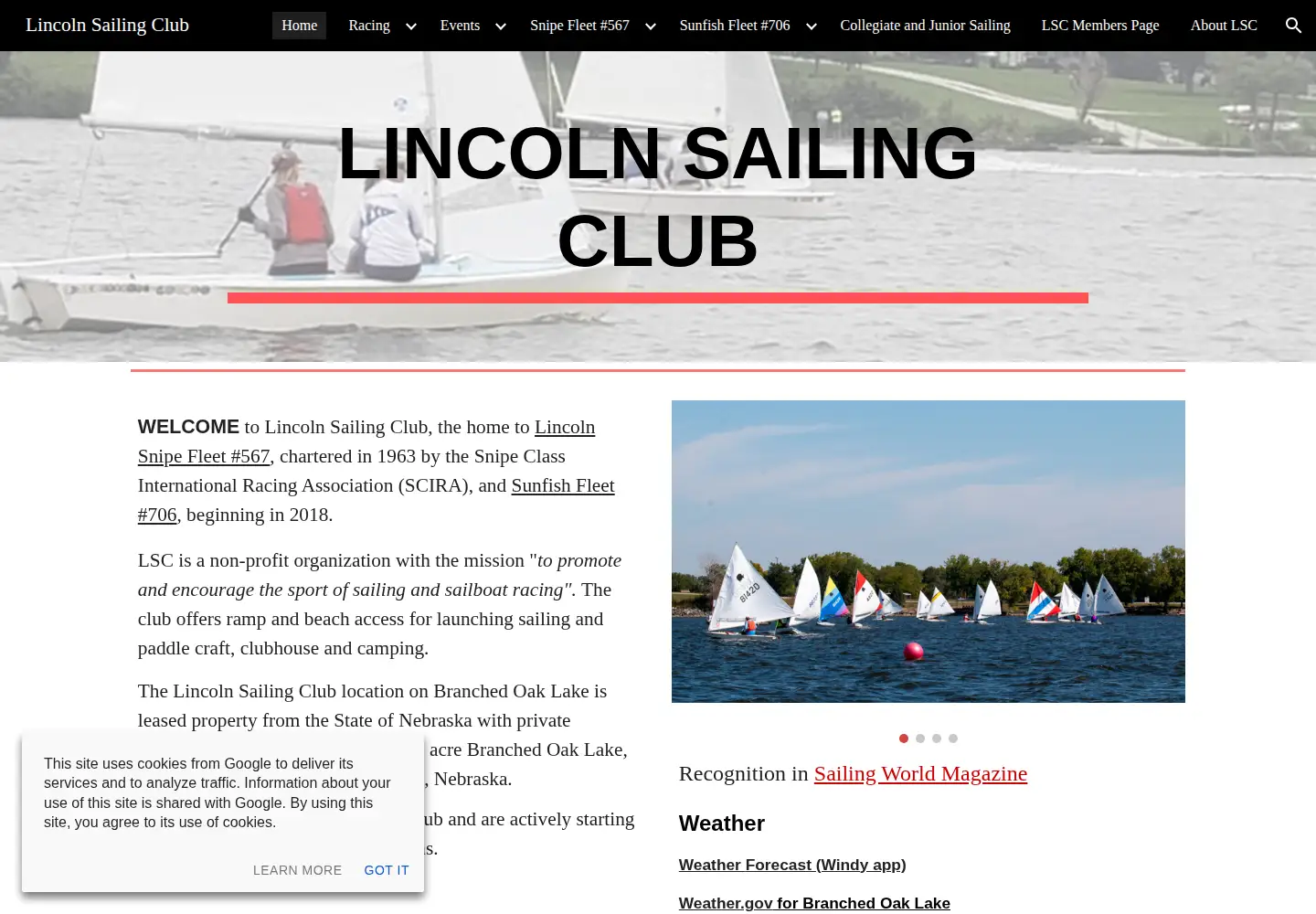 Screenshot of lincolnsailingclub.org