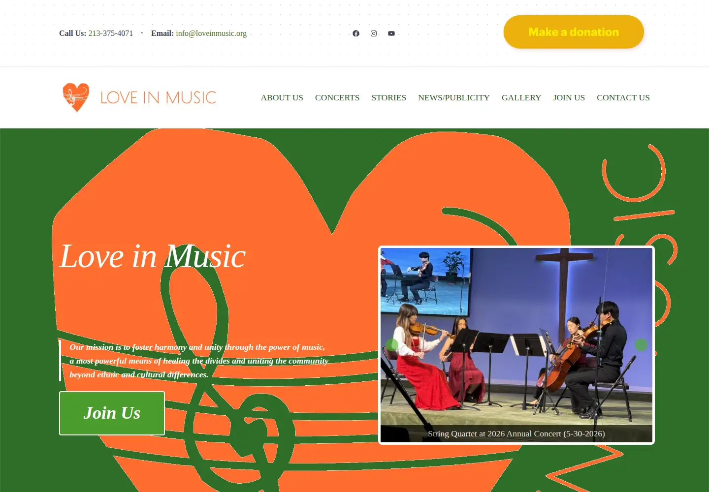 Captured homepage of loveinmusic.org in the current scan