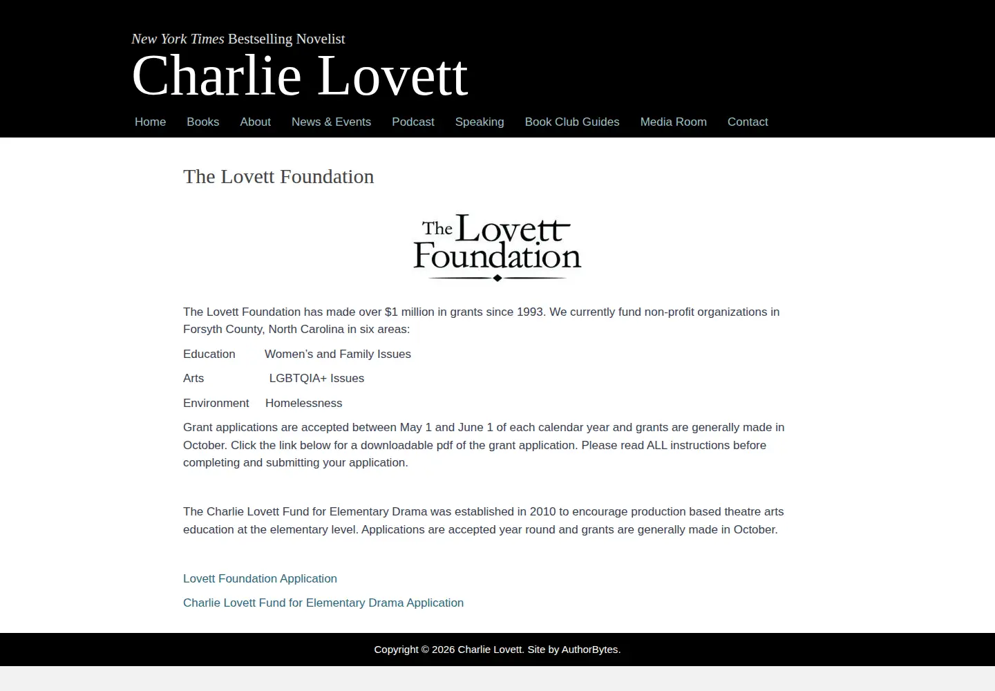Screenshot of lovettfoundation.org