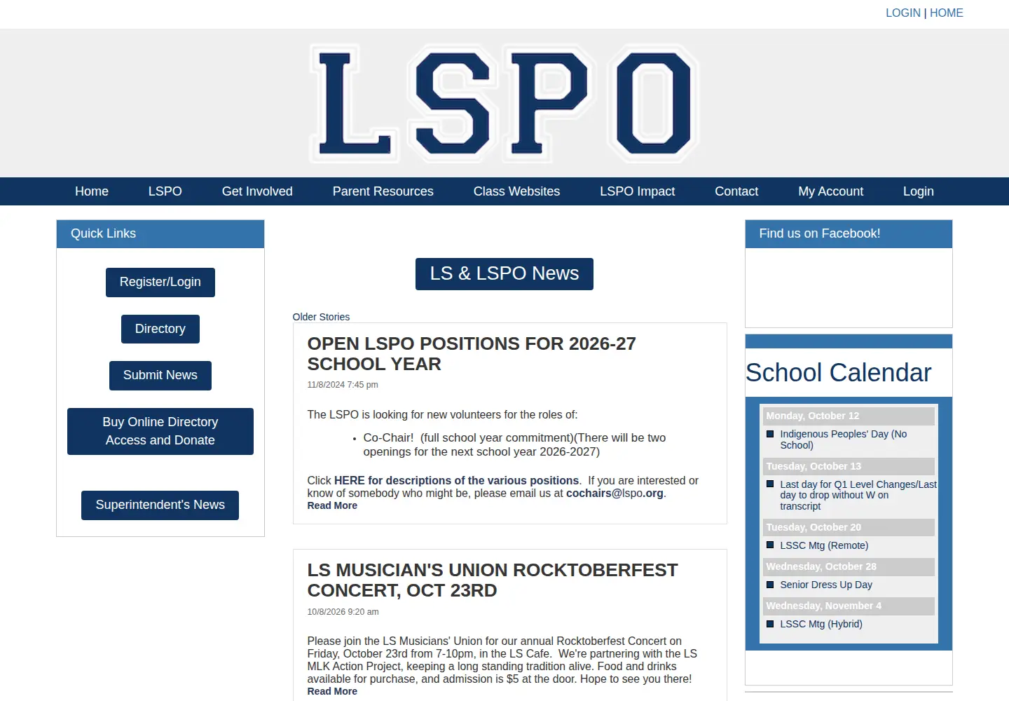Captured homepage of lspo.org in the current scan