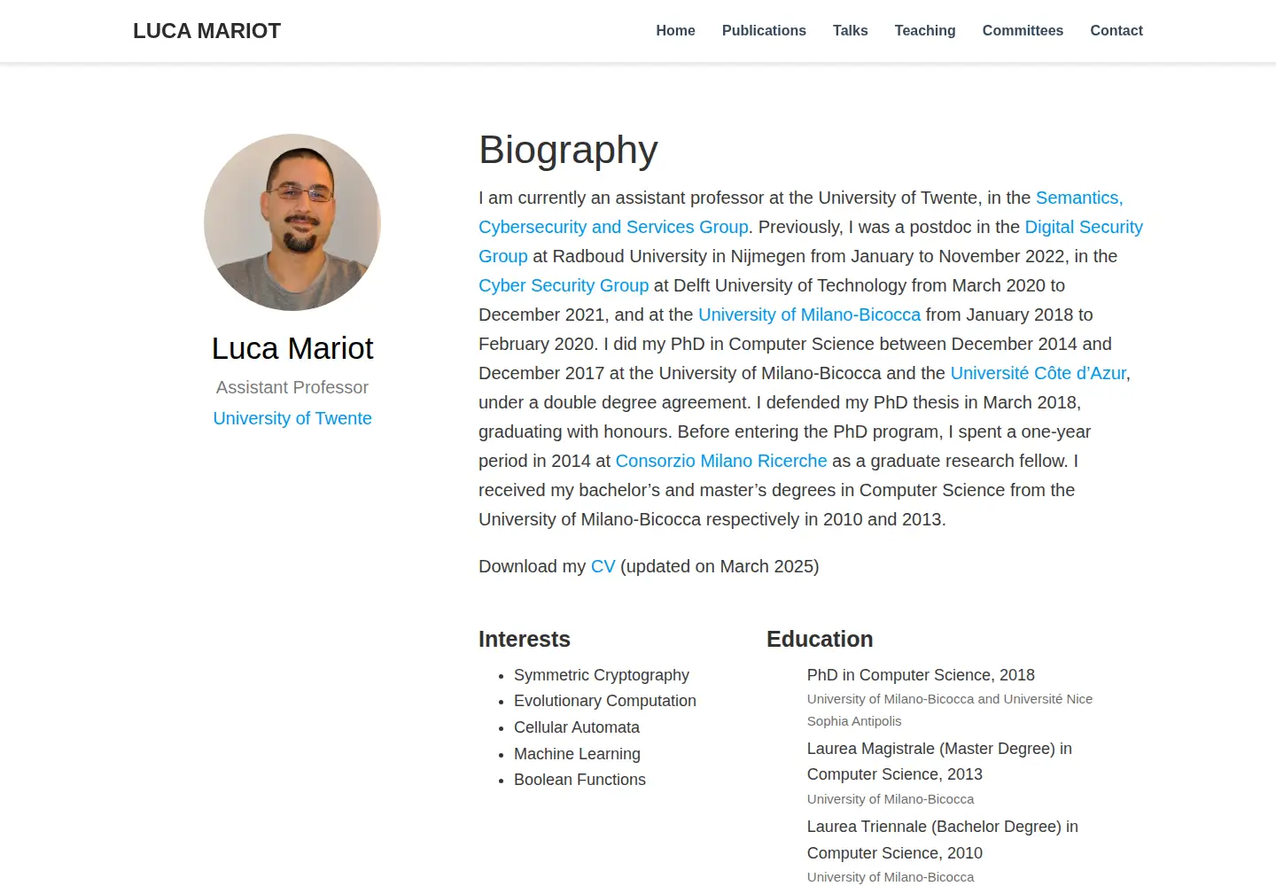 Screenshot of lucamariot.org