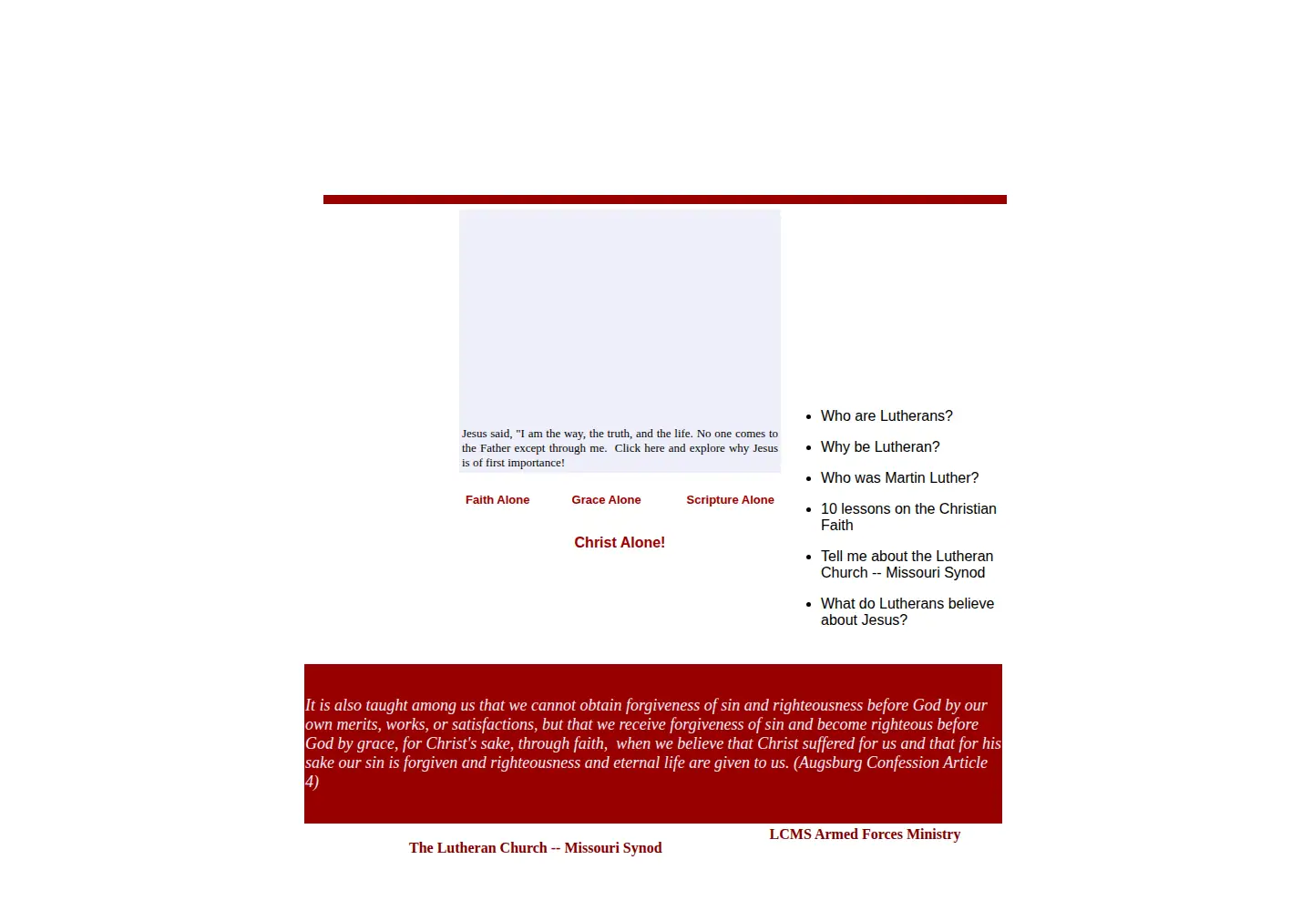 Captured homepage of lutheran-resources.org in the current scan