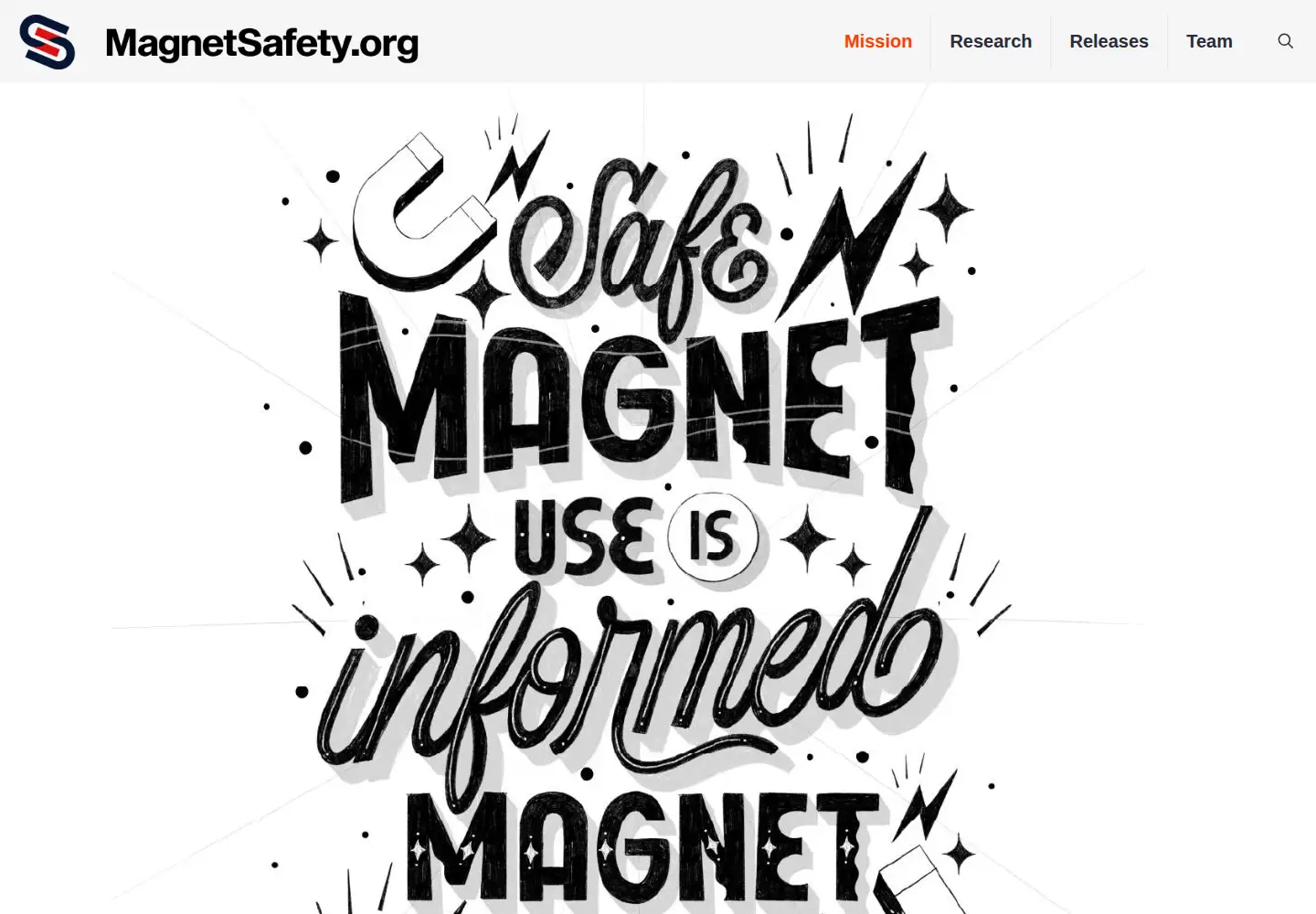 Captured homepage of magnetsafety.org in the current scan