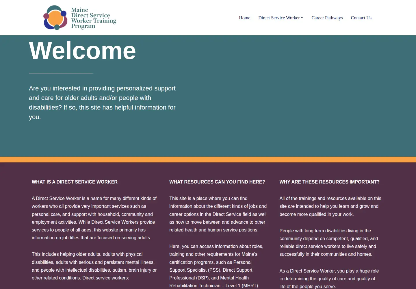 Screenshot of mainedirectserviceworker.org