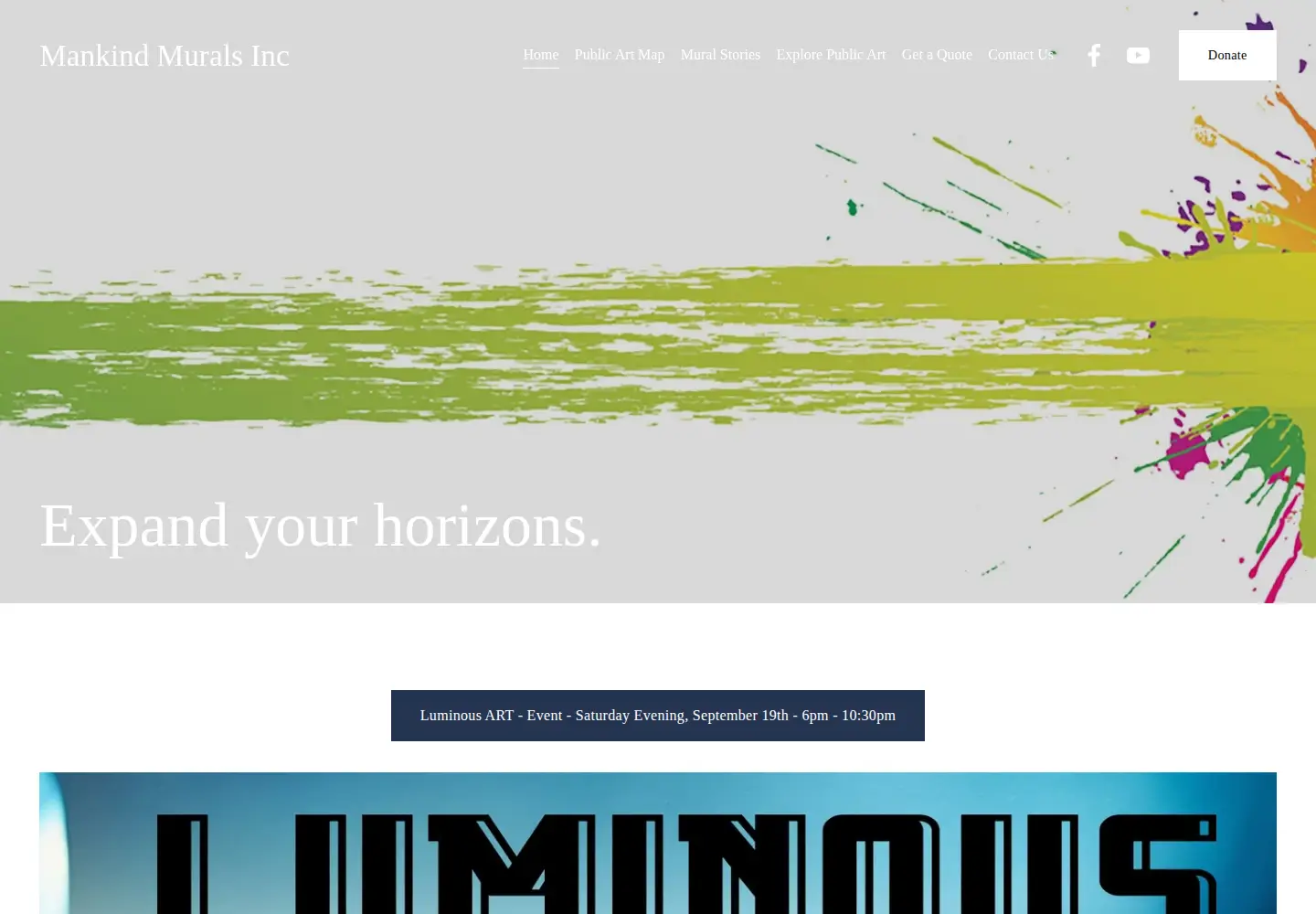 Captured homepage of mankindmurals.org in the current scan