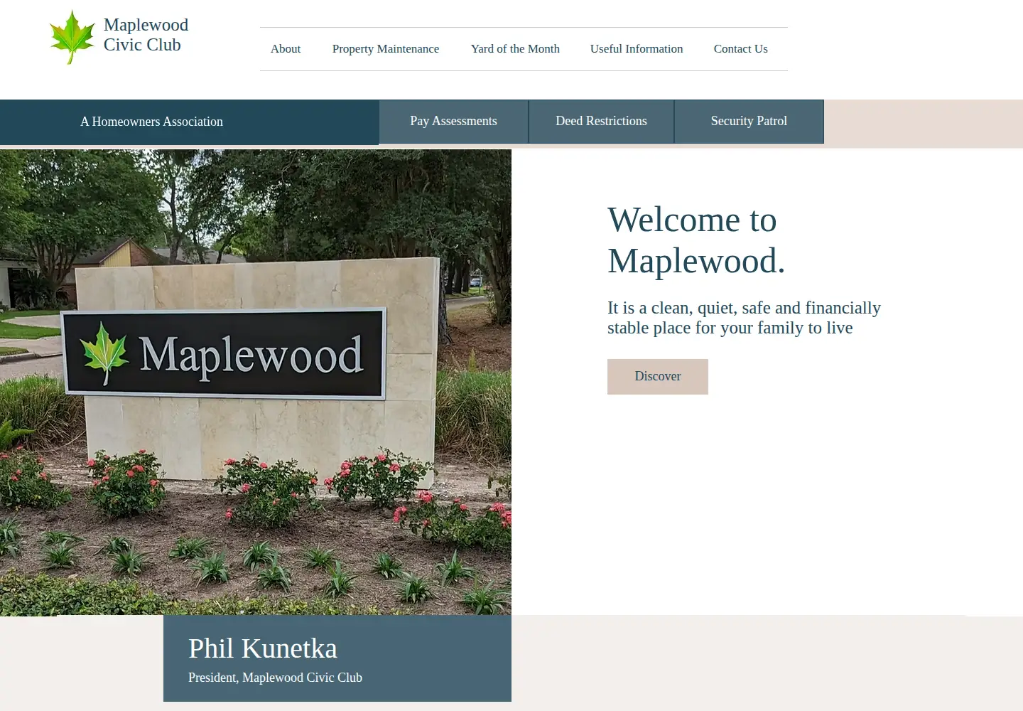 Captured homepage of maplewoodcivicclub.org in the current scan