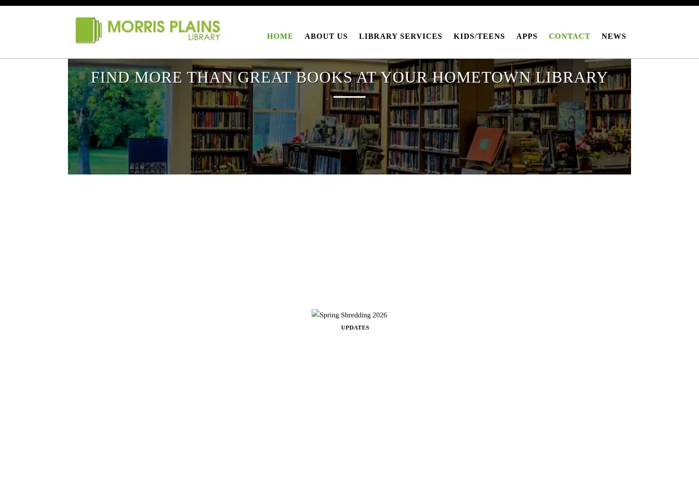 Captured homepage of morrisplainslibrary.org in the current scan