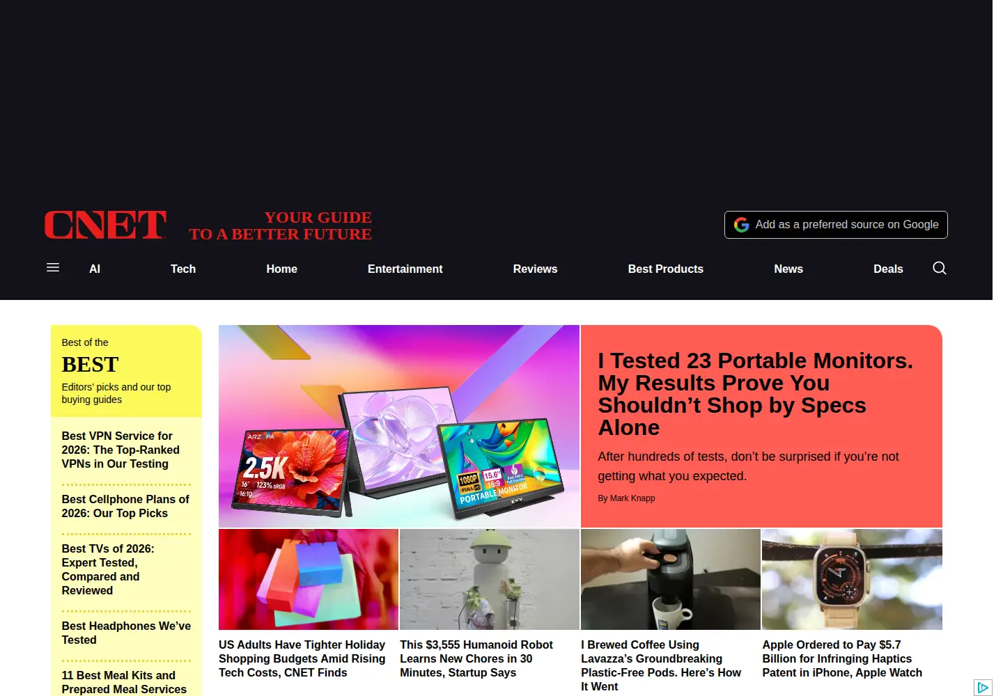 Screenshot of cnet.com