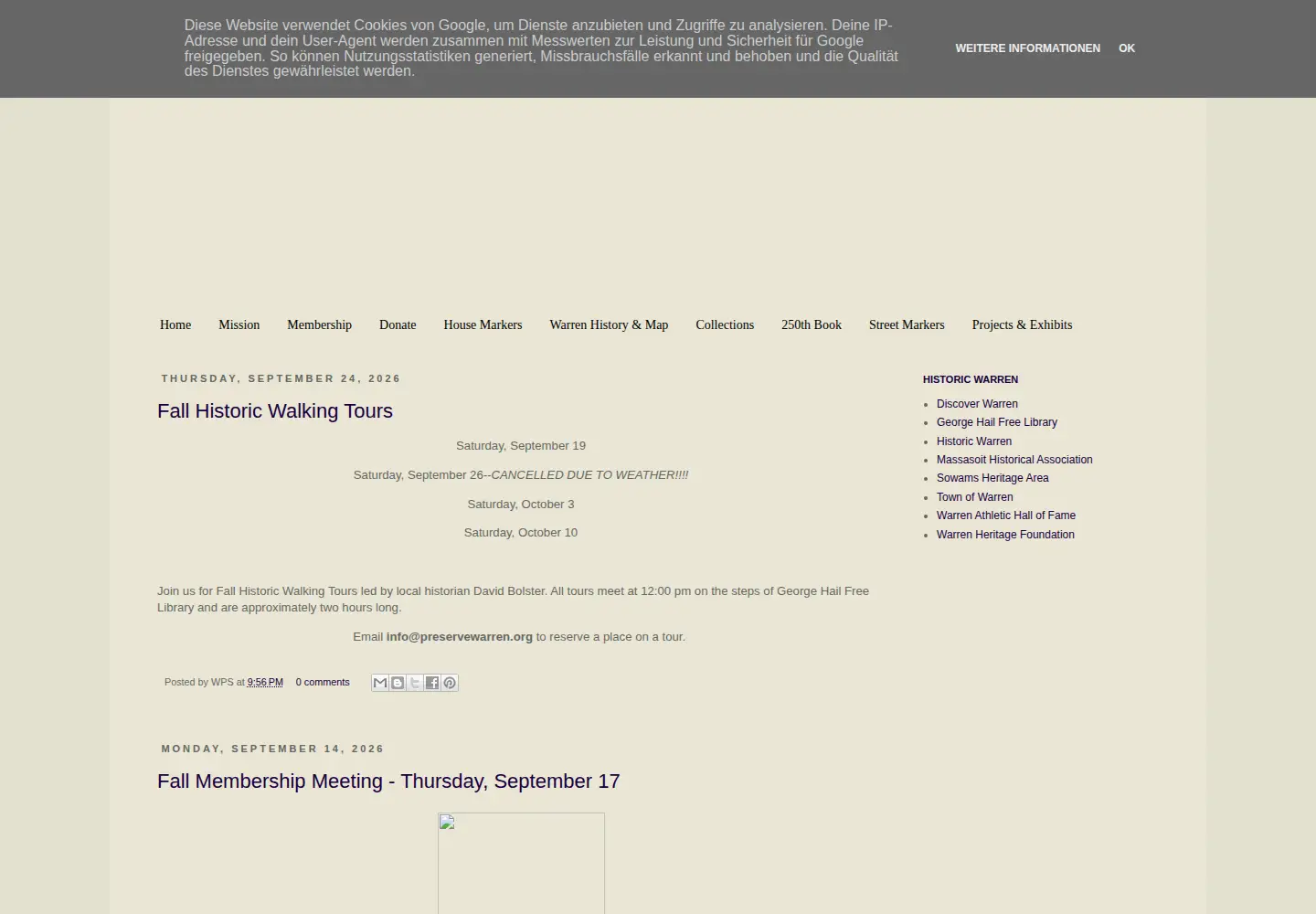 Screenshot of preservewarren.org