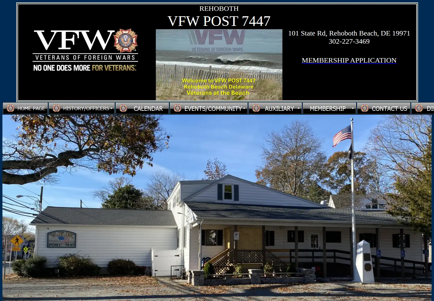 Screenshot of rehobothvfw.org
