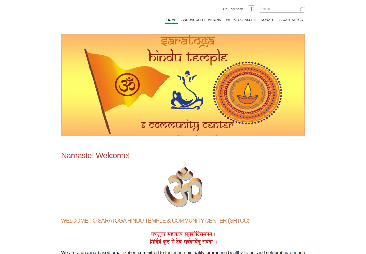 Screenshot of saratogatemple.org