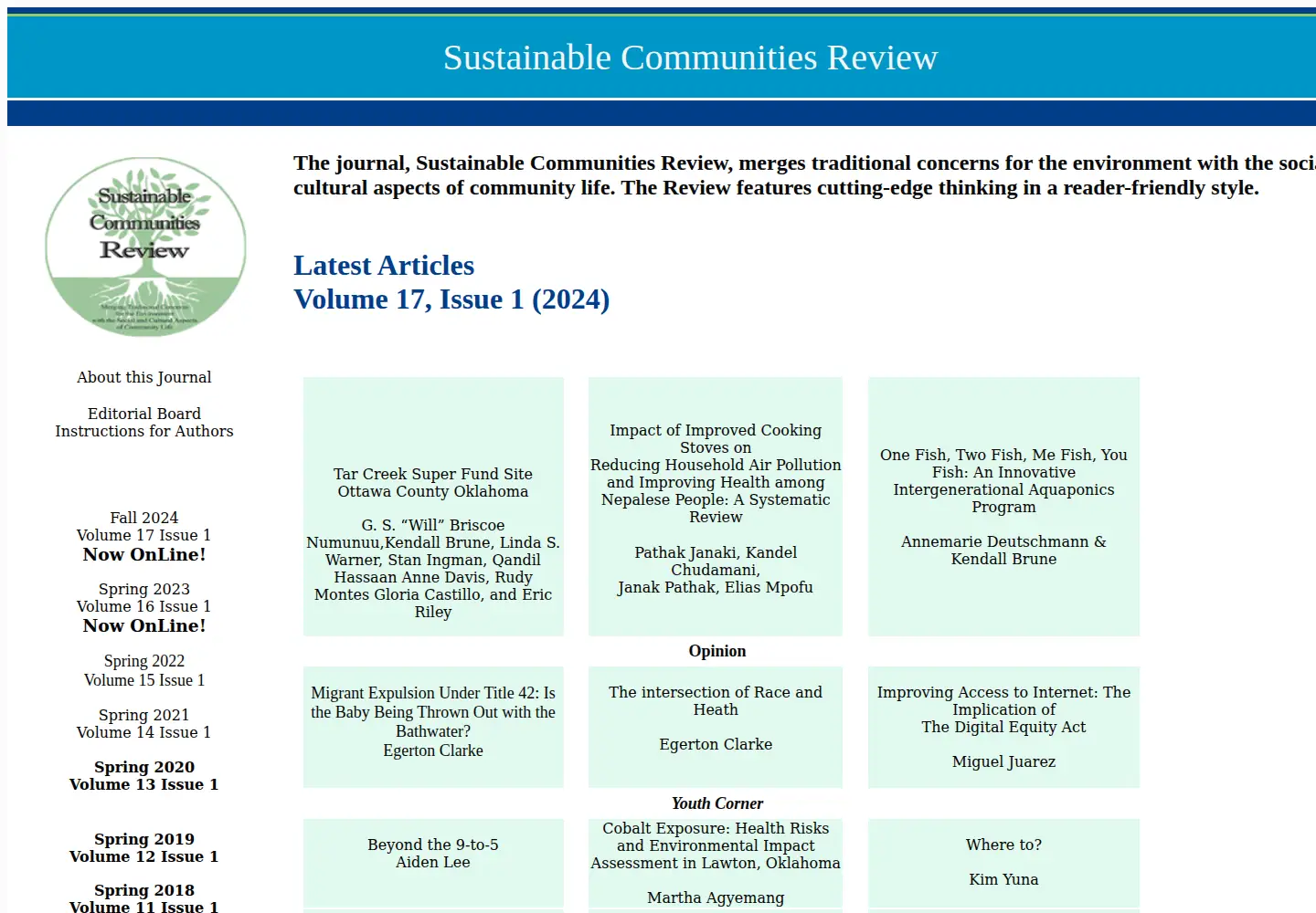 Screenshot of scrjournal.org