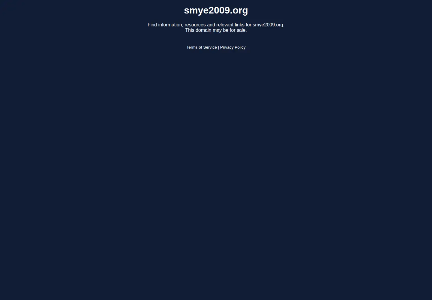 Captured homepage of smye2009.org in the current scan