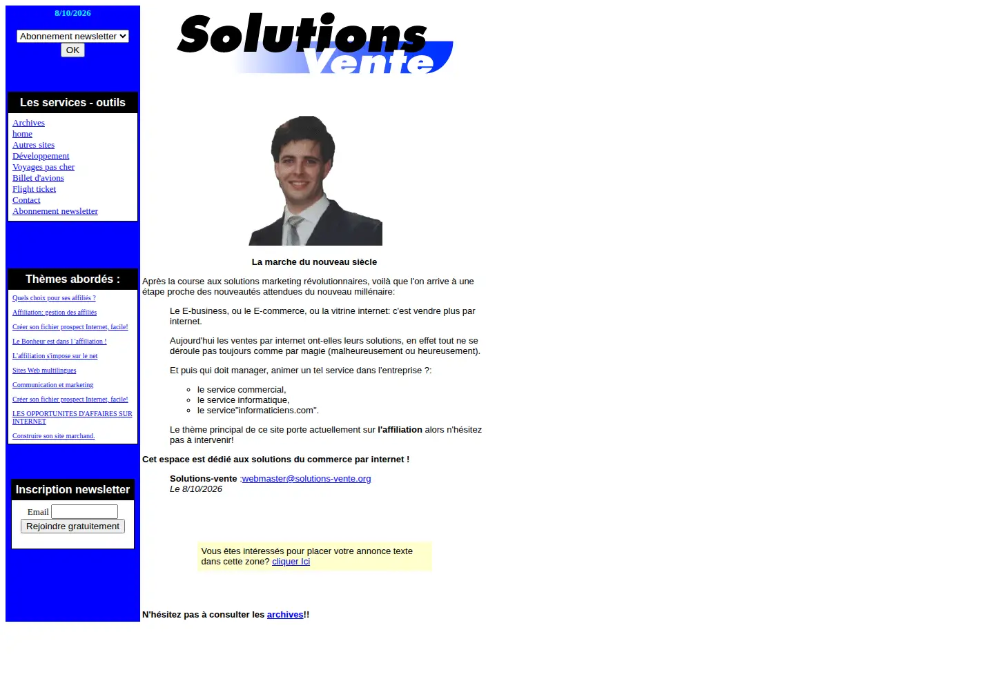 Captured homepage of solutions-vente.org in the current scan