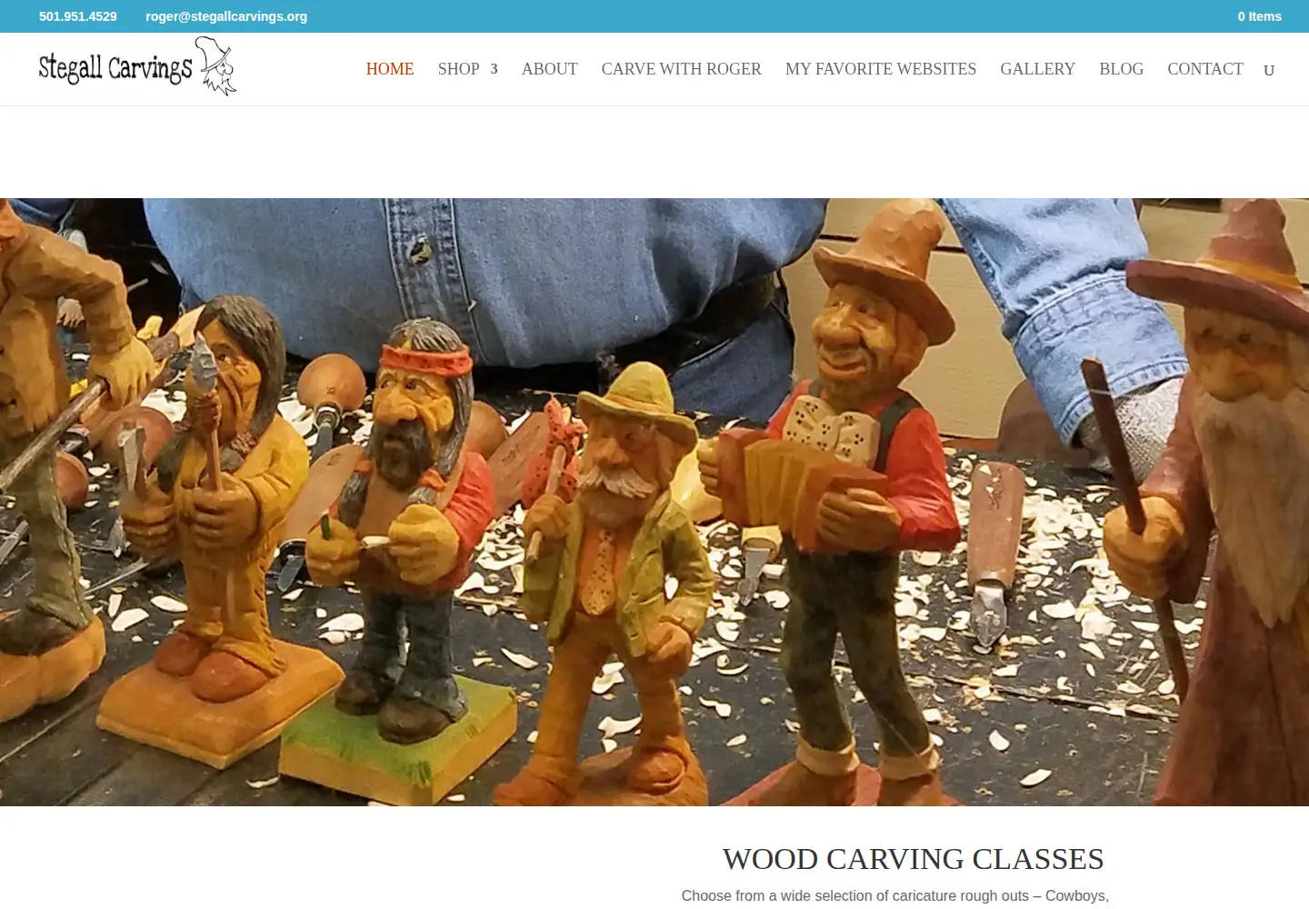 Screenshot of stegallcarvings.org