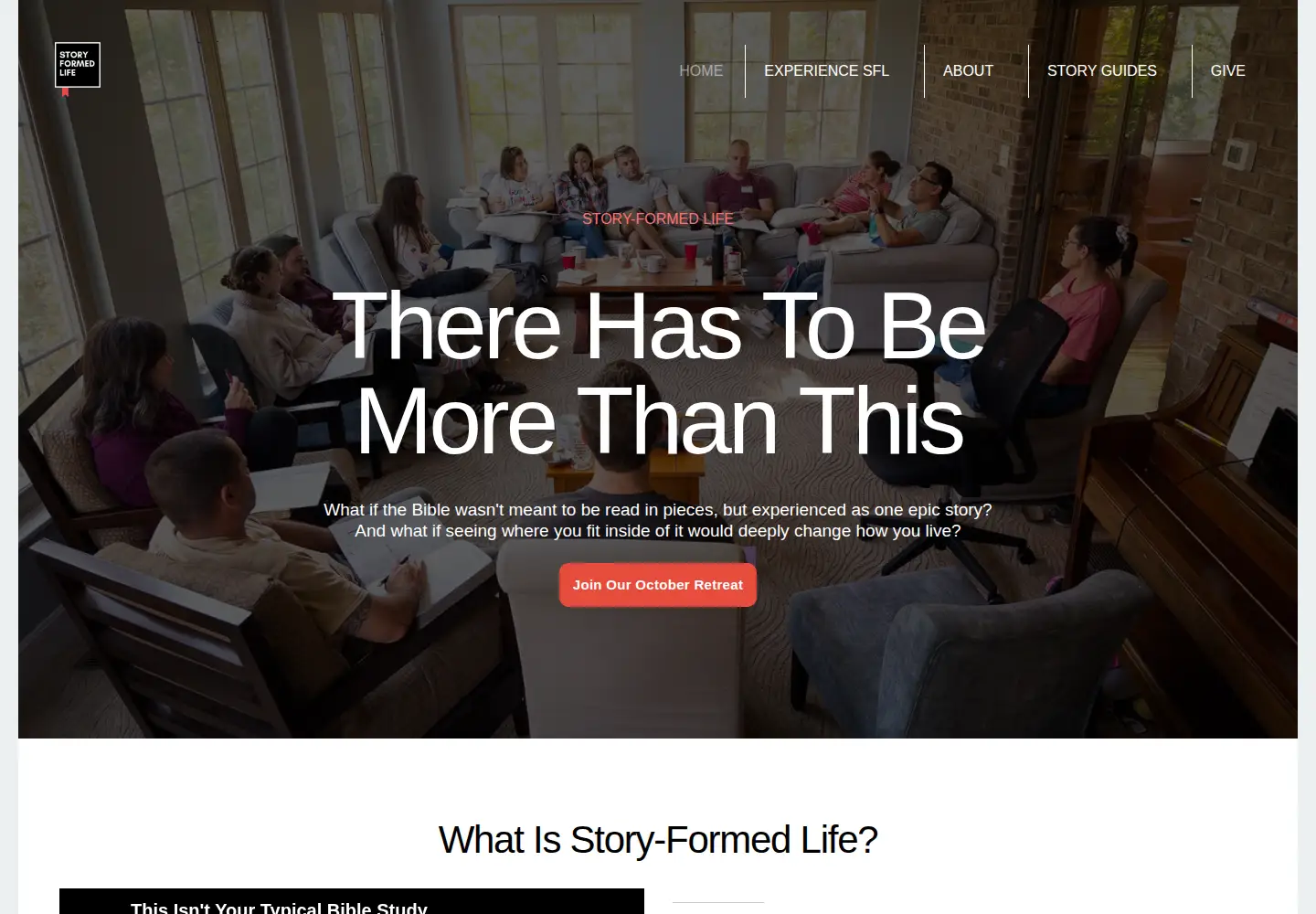 Captured homepage of storyformedlife.org in the current scan