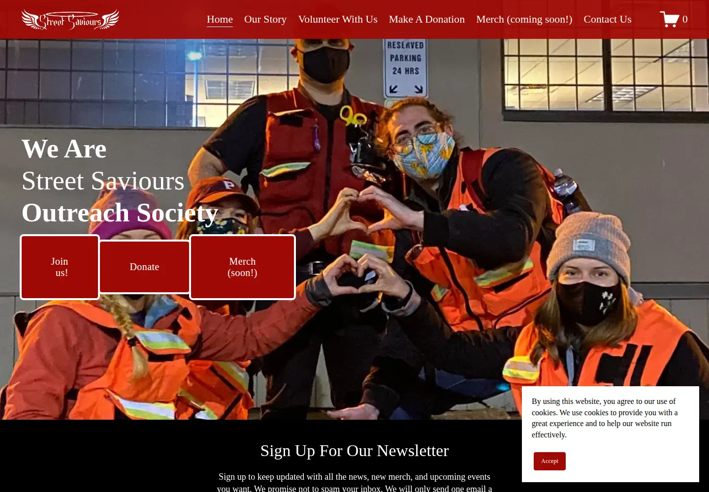 Captured homepage of streetsaviours.org in the current scan