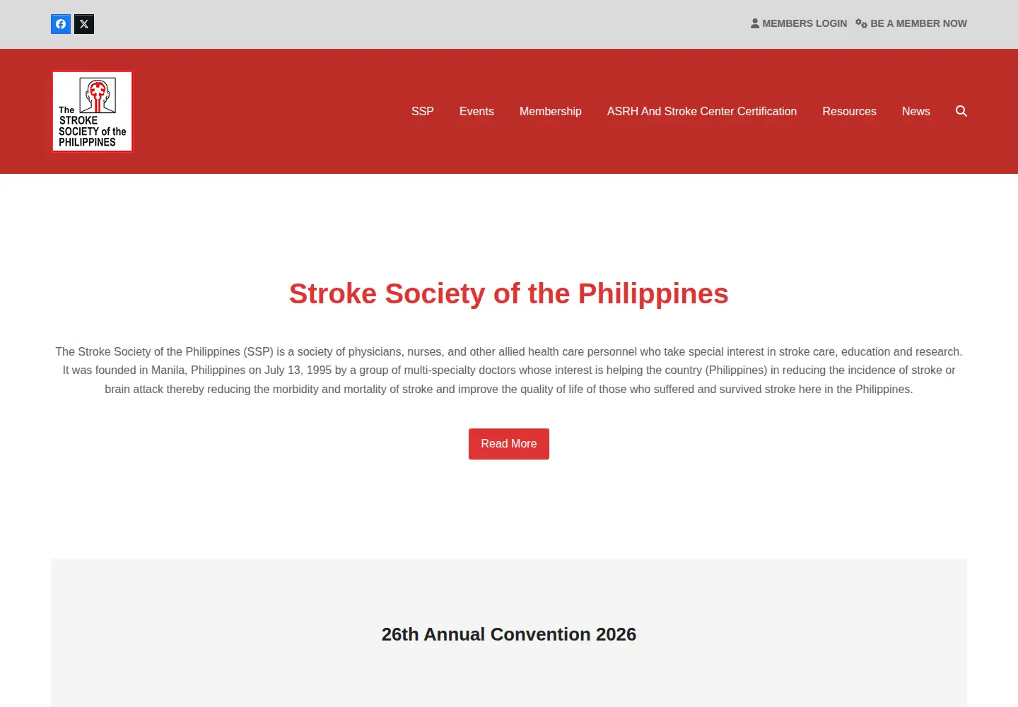 Captured homepage of strokesocietyphilippines.org in the current scan