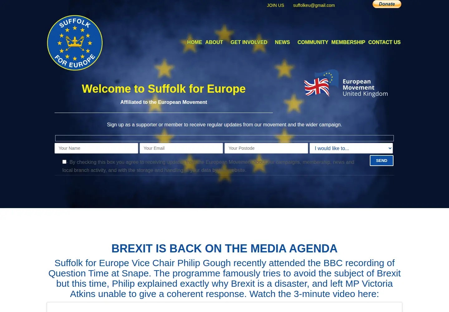 Screenshot of suffolkforeurope.org