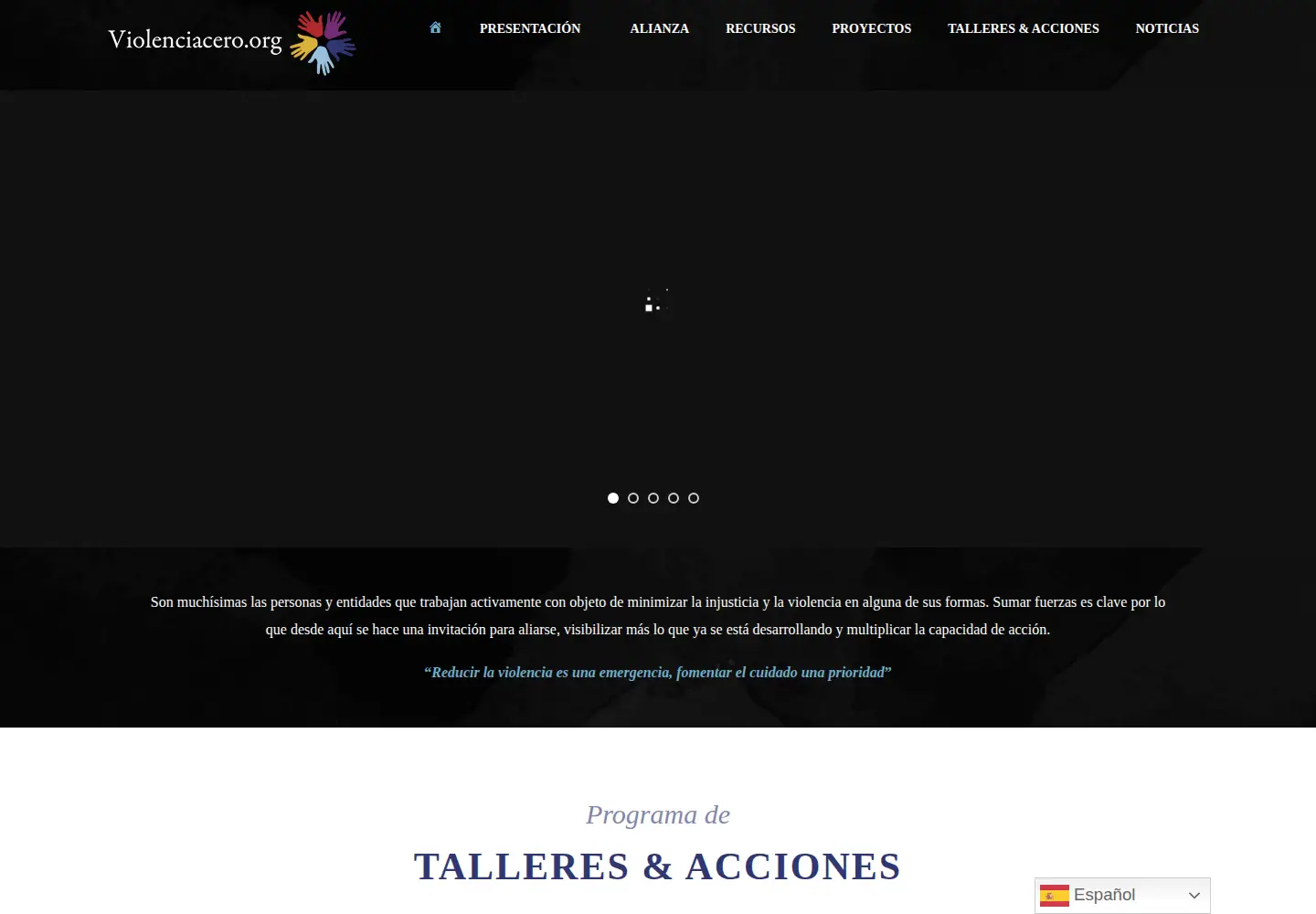 Screenshot of violenciacero.org