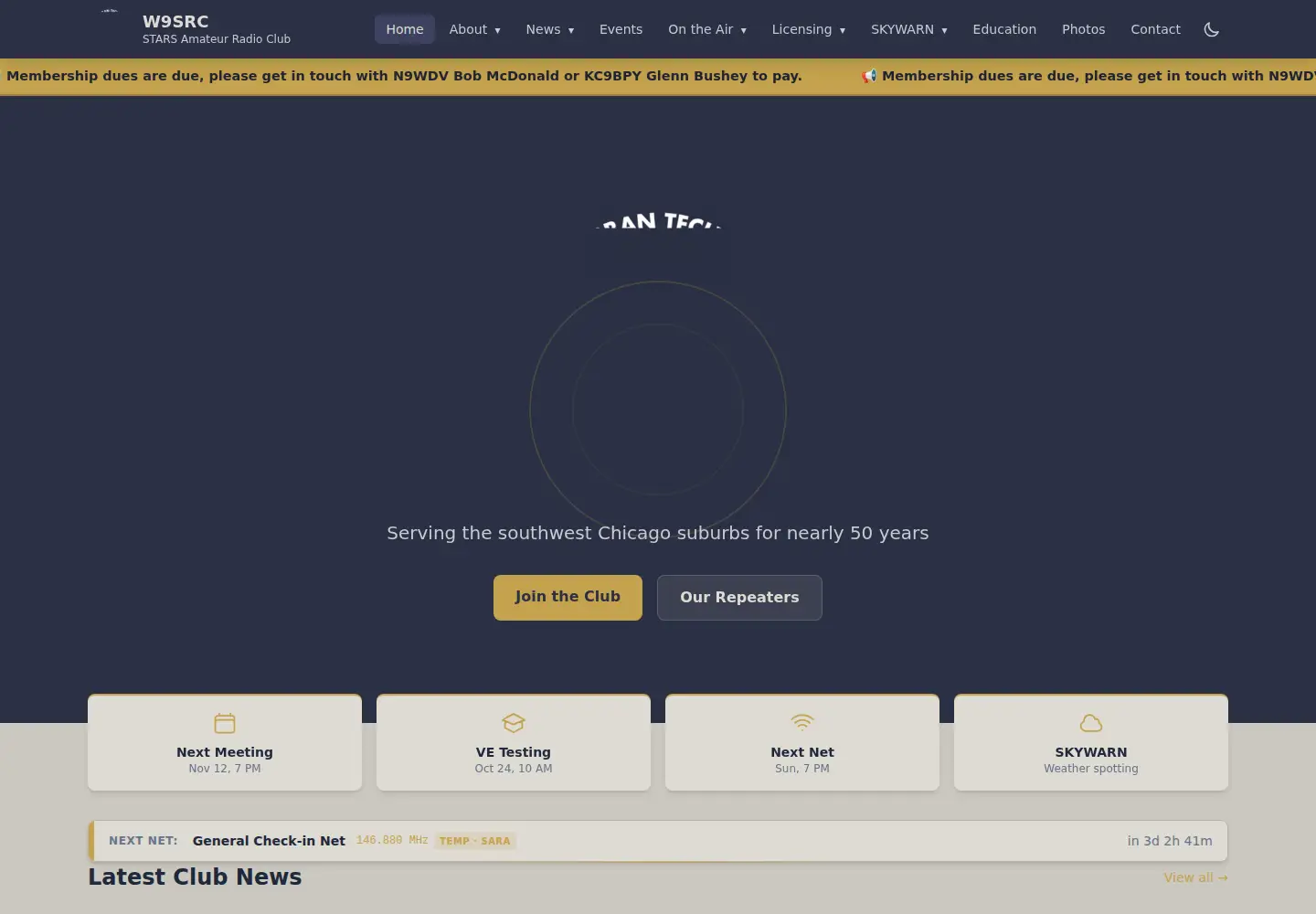 Captured homepage of w9src.org in the current scan