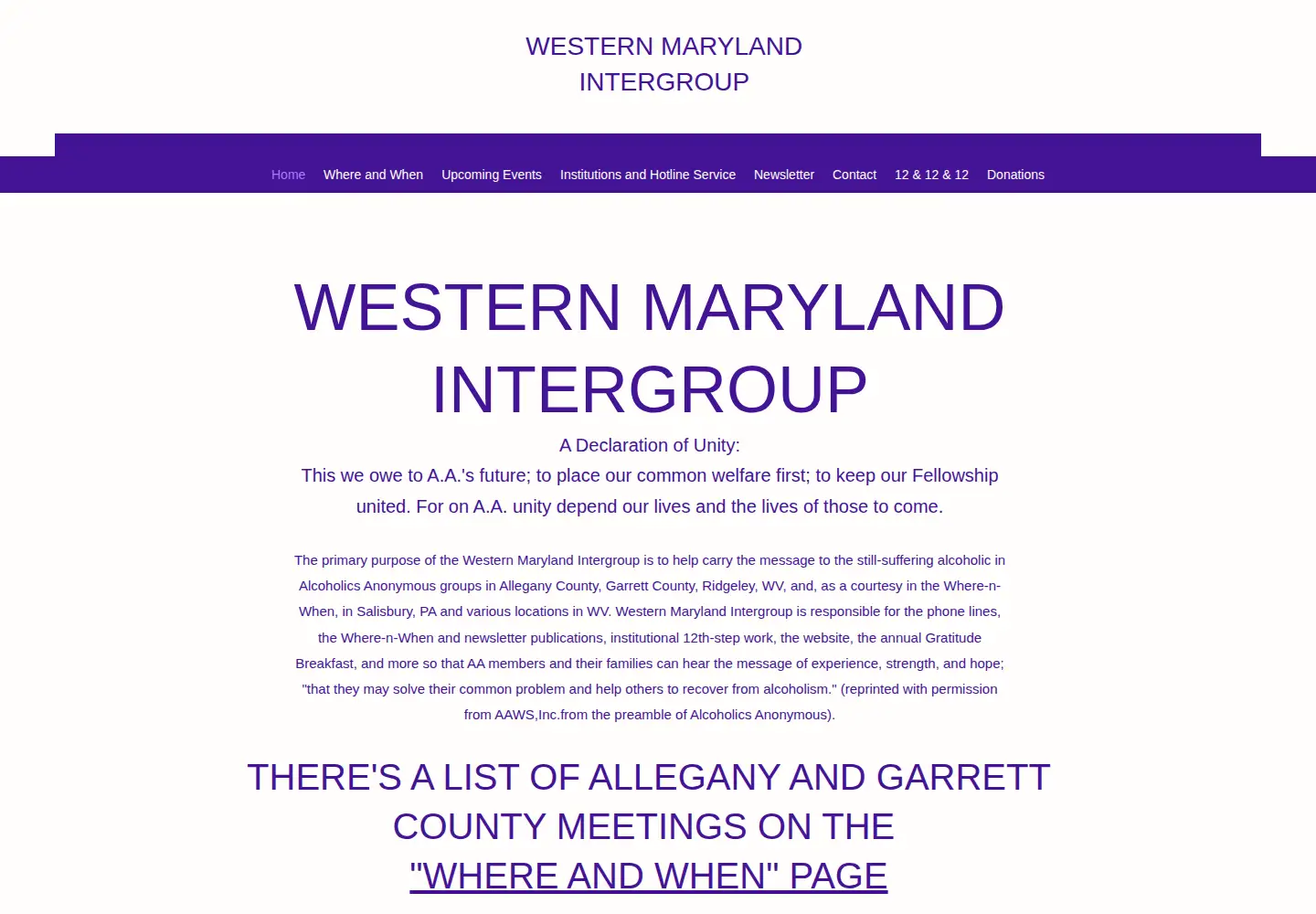 Screenshot of westernmarylandaa.org