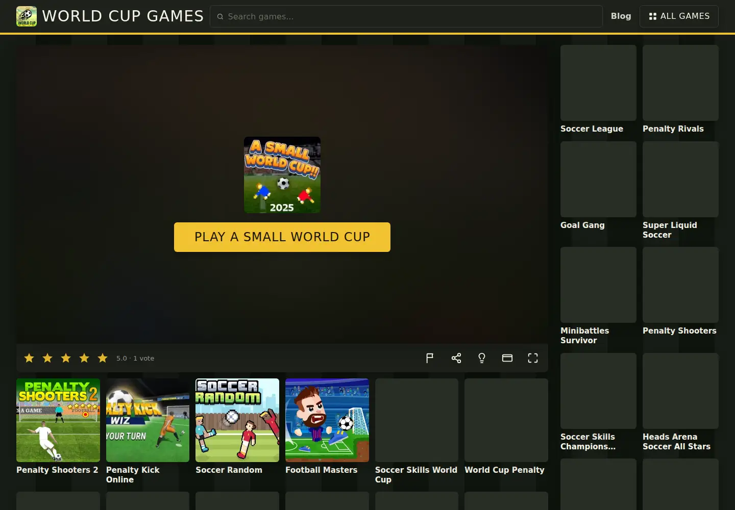 Captured homepage of worldcupgames.org in the current scan