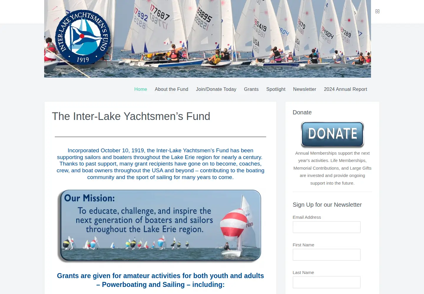 Screenshot of yachtsmensfund.org