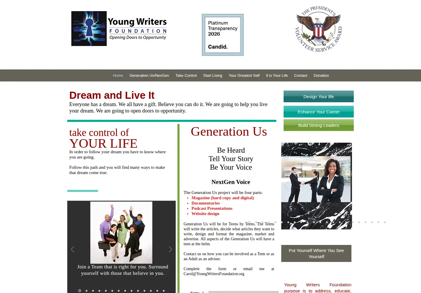 Screenshot of youngwritersfoundation.org