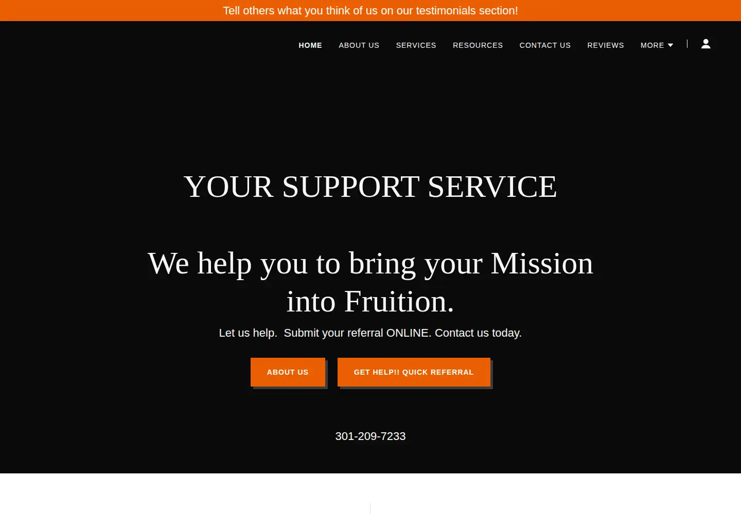 Captured homepage of yoursupportservice.org in the current scan