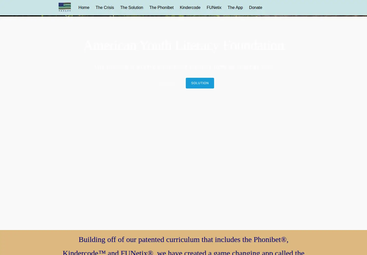 Captured homepage of youthlit.org in the current scan