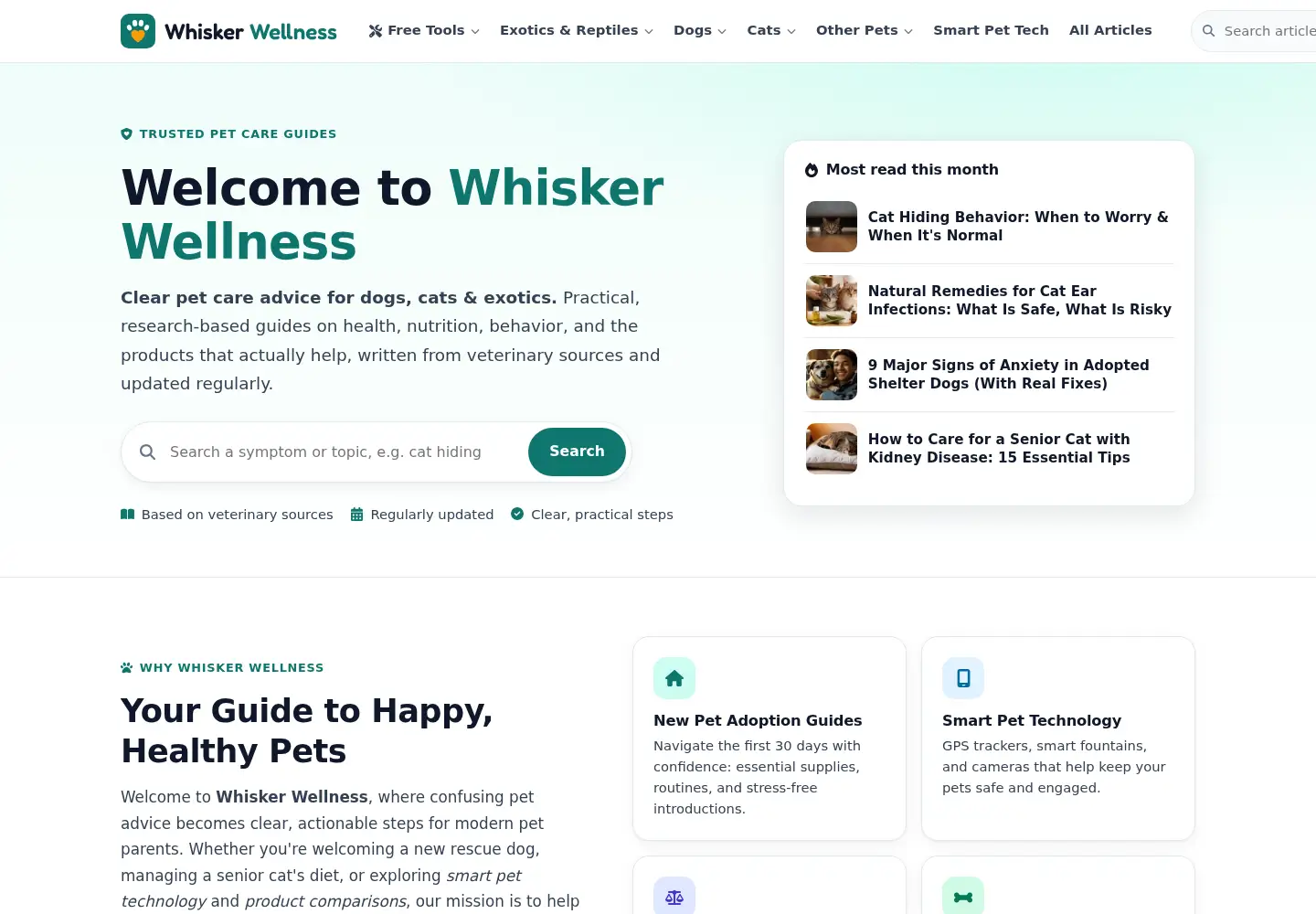 Screenshot of whiskerwellness.pet