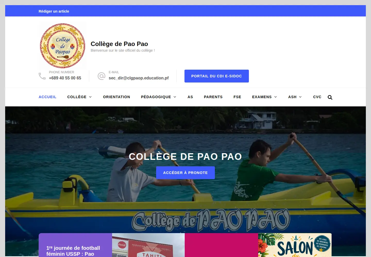 Captured homepage of collegedepaopao.pf in the current scan